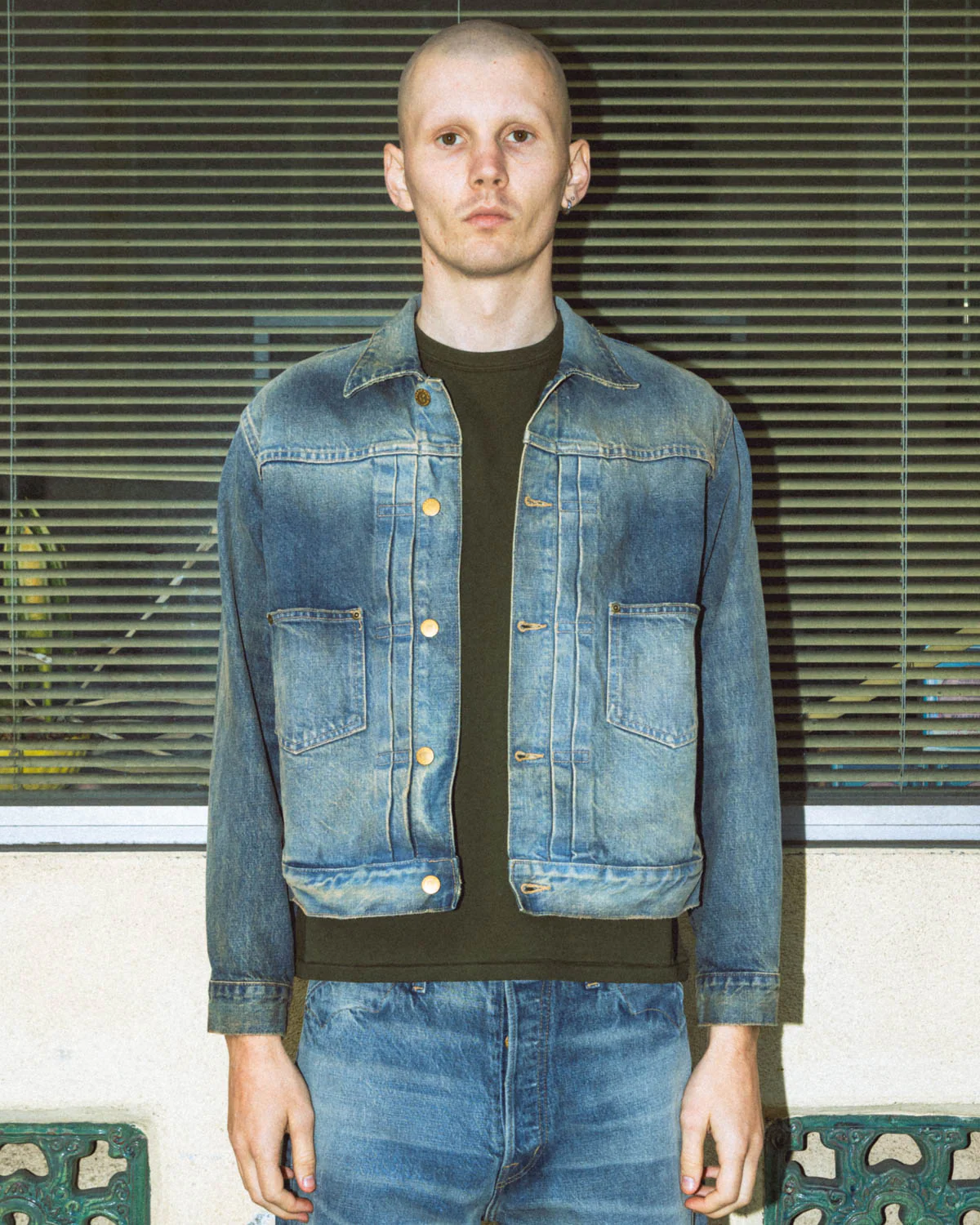 14.75oz Denim Trucker Jacket - Washed Indigo - Image 2