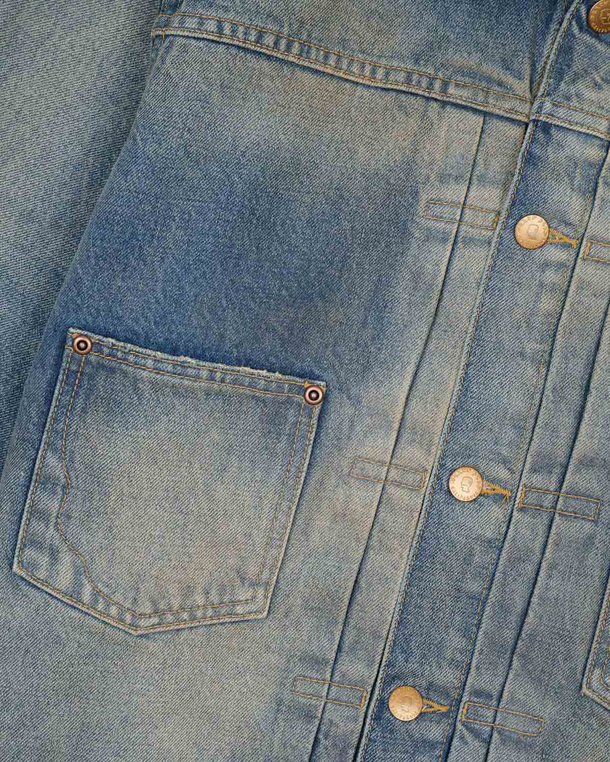 14.75oz Denim Trucker Jacket - Washed Indigo - Image 3