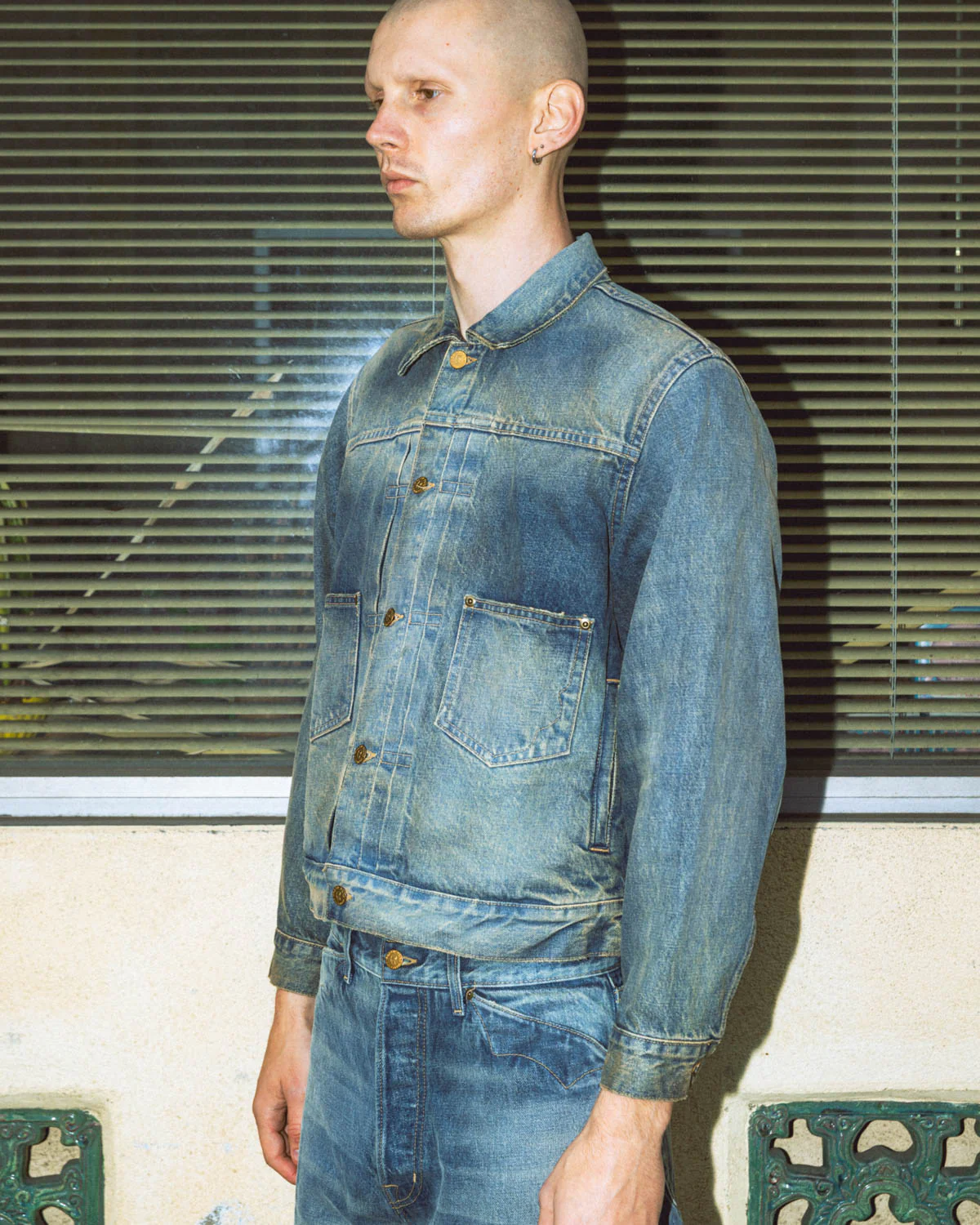 14.75oz Denim Trucker Jacket - Washed Indigo - Image 4