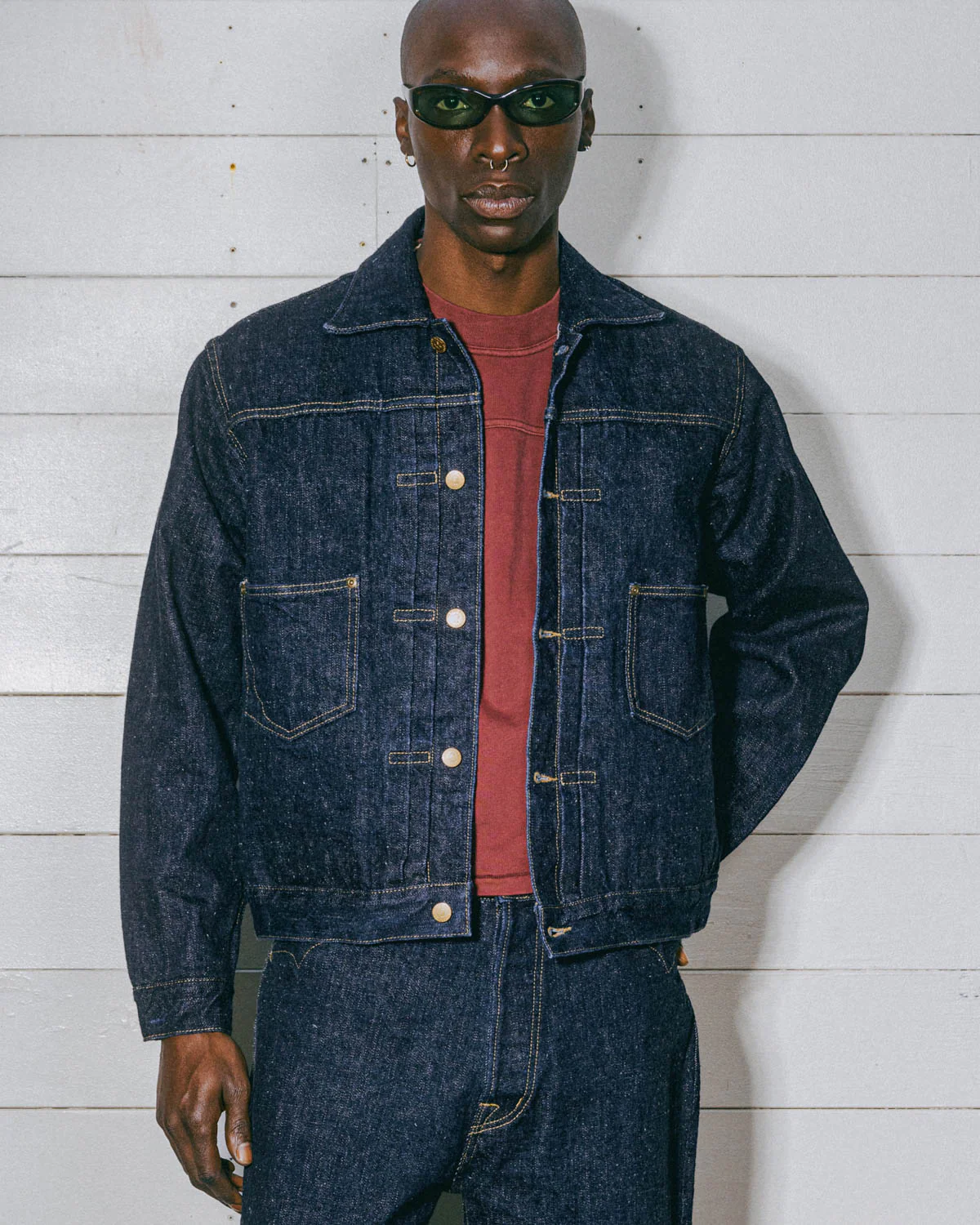 15.5oz Selvedge Denim Trucker Jacket - Rinsed Indigo - Image 2