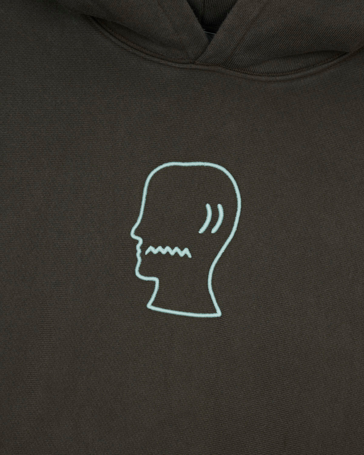 3D Embroidered Logohead Garment Dyed Hoodie - Brown - Image 3
