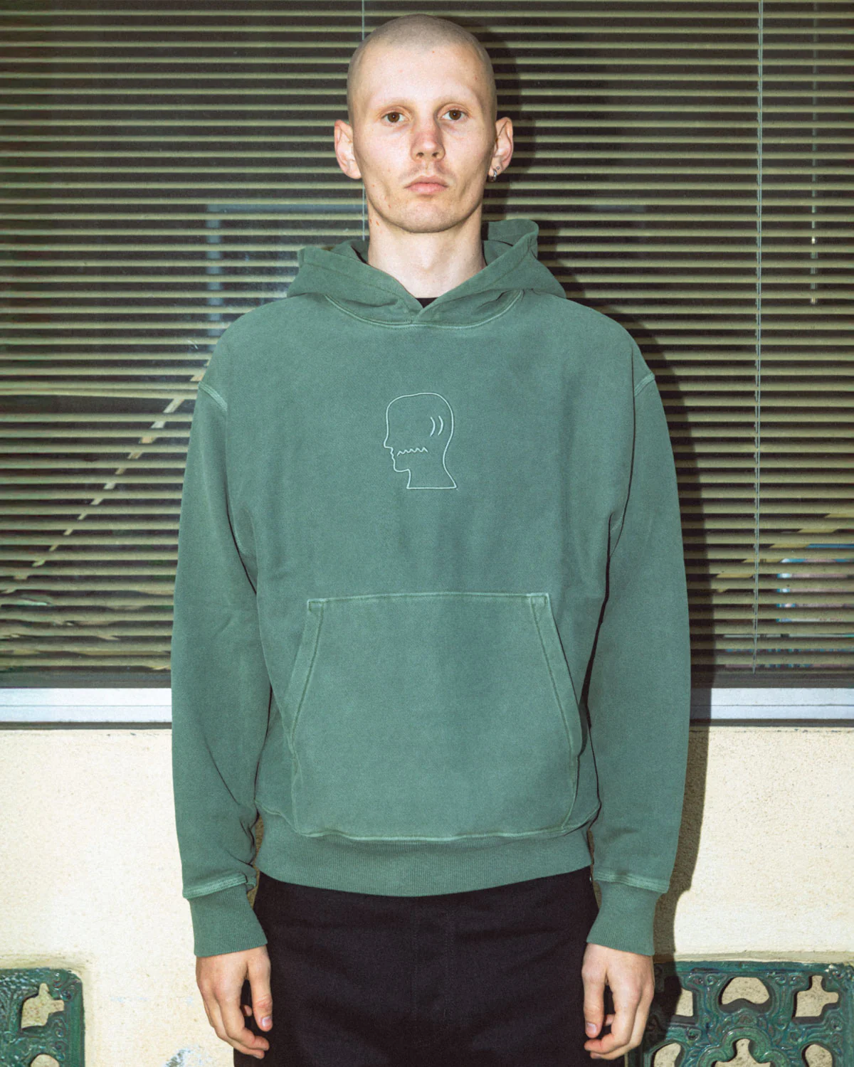 3D Embroidered Logohead Garment Dyed Hoodie - Ivy - Image 2