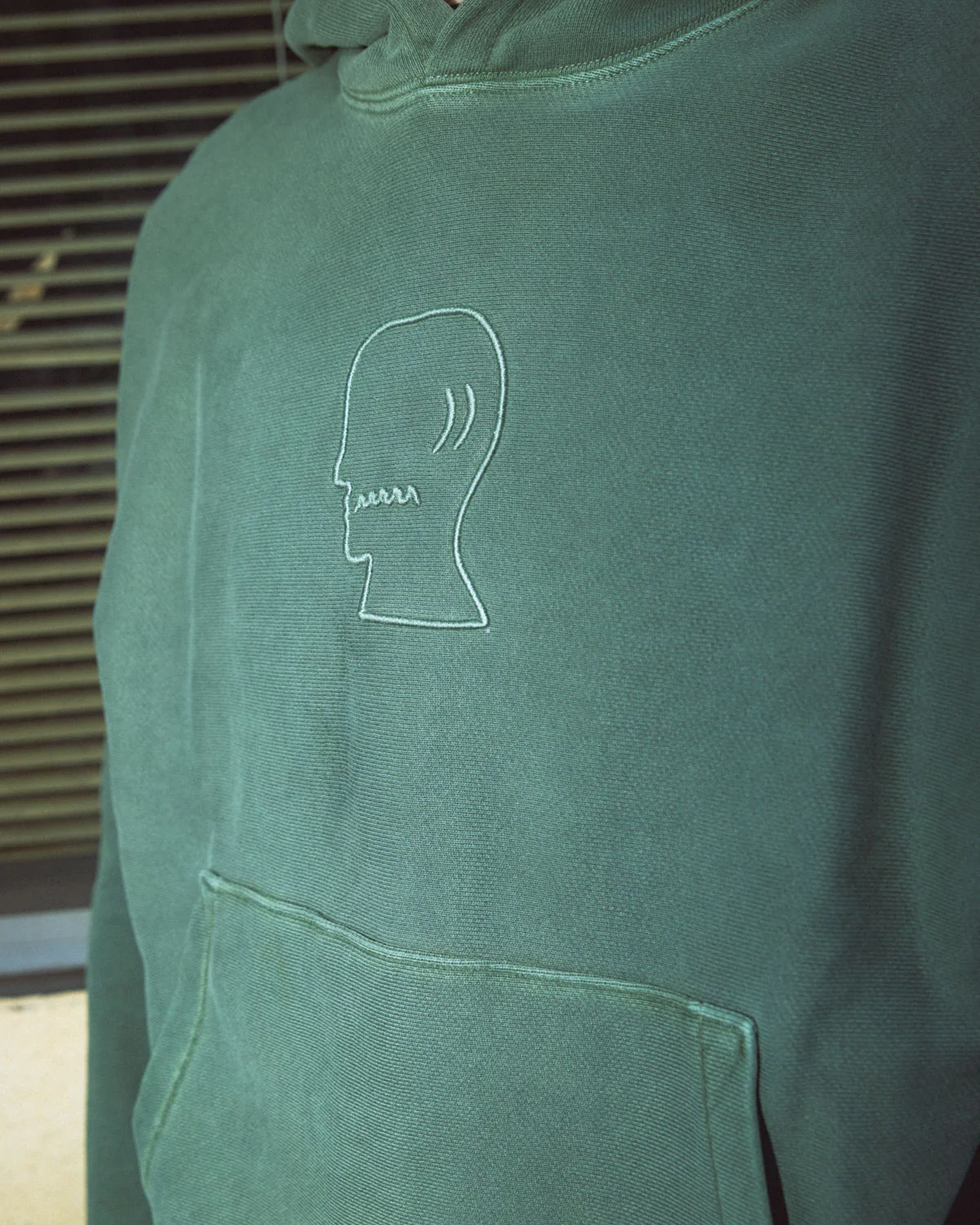 3D Embroidered Logohead Garment Dyed Hoodie - Ivy - Image 4
