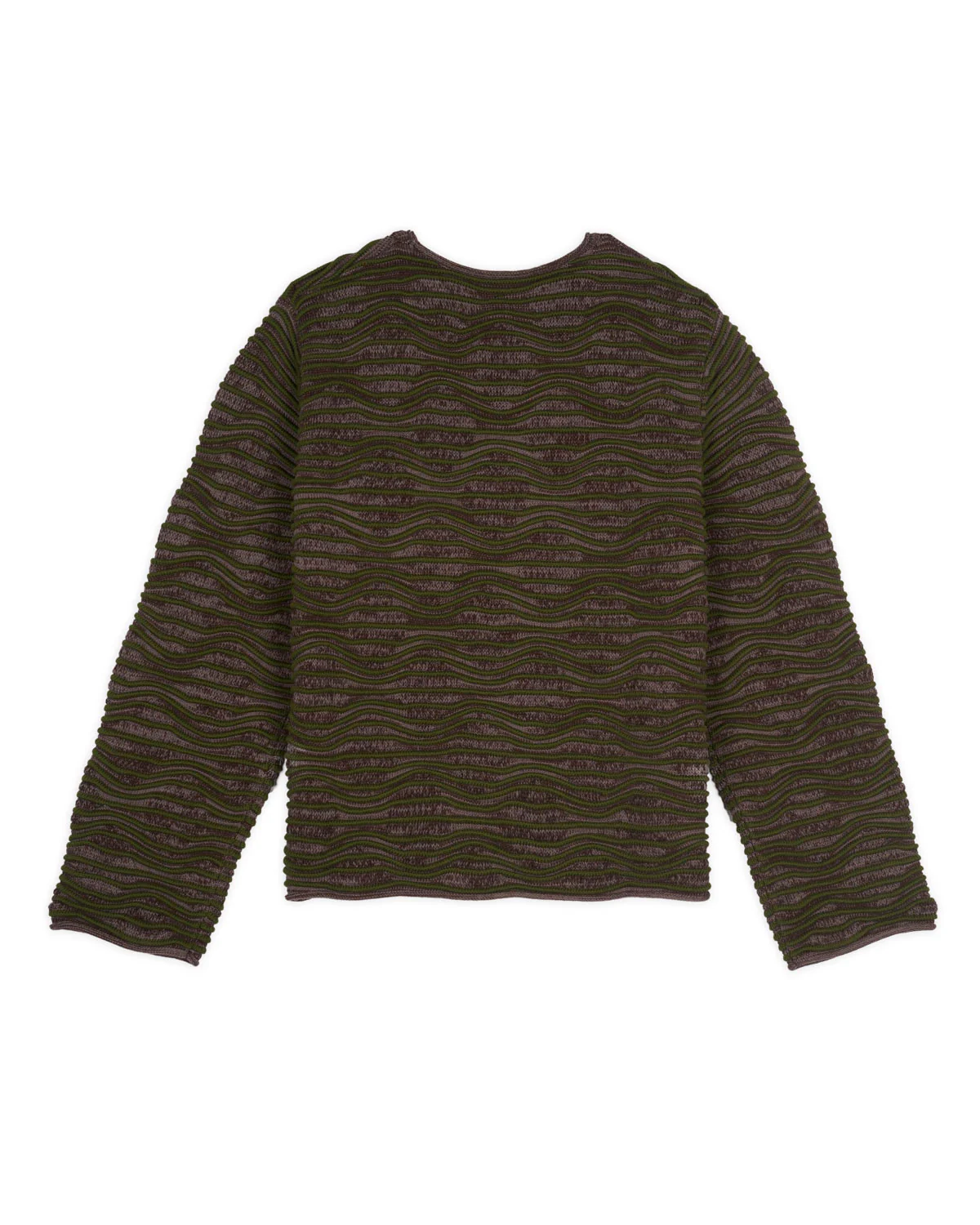 3D Wave Cropped Sweater - Forest Green - Image 3