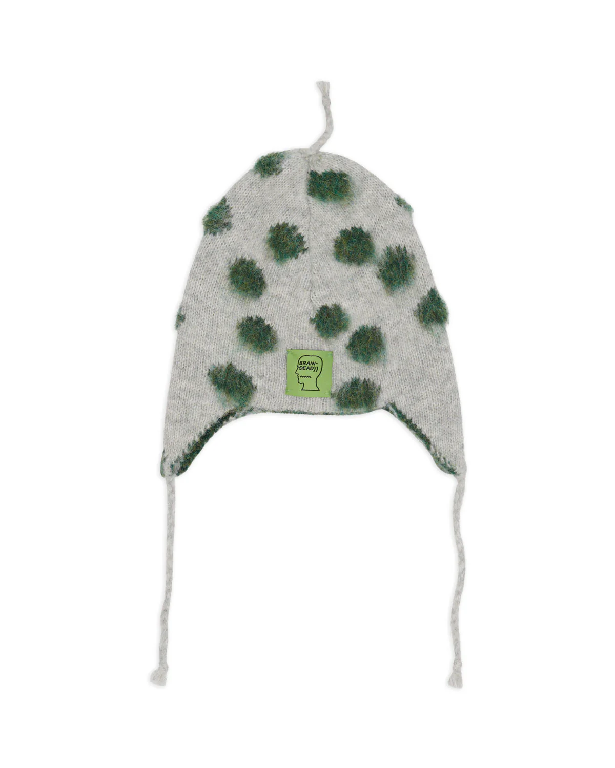 Alpaca Knit Polka Dot Ear Flap Beanie - Olive