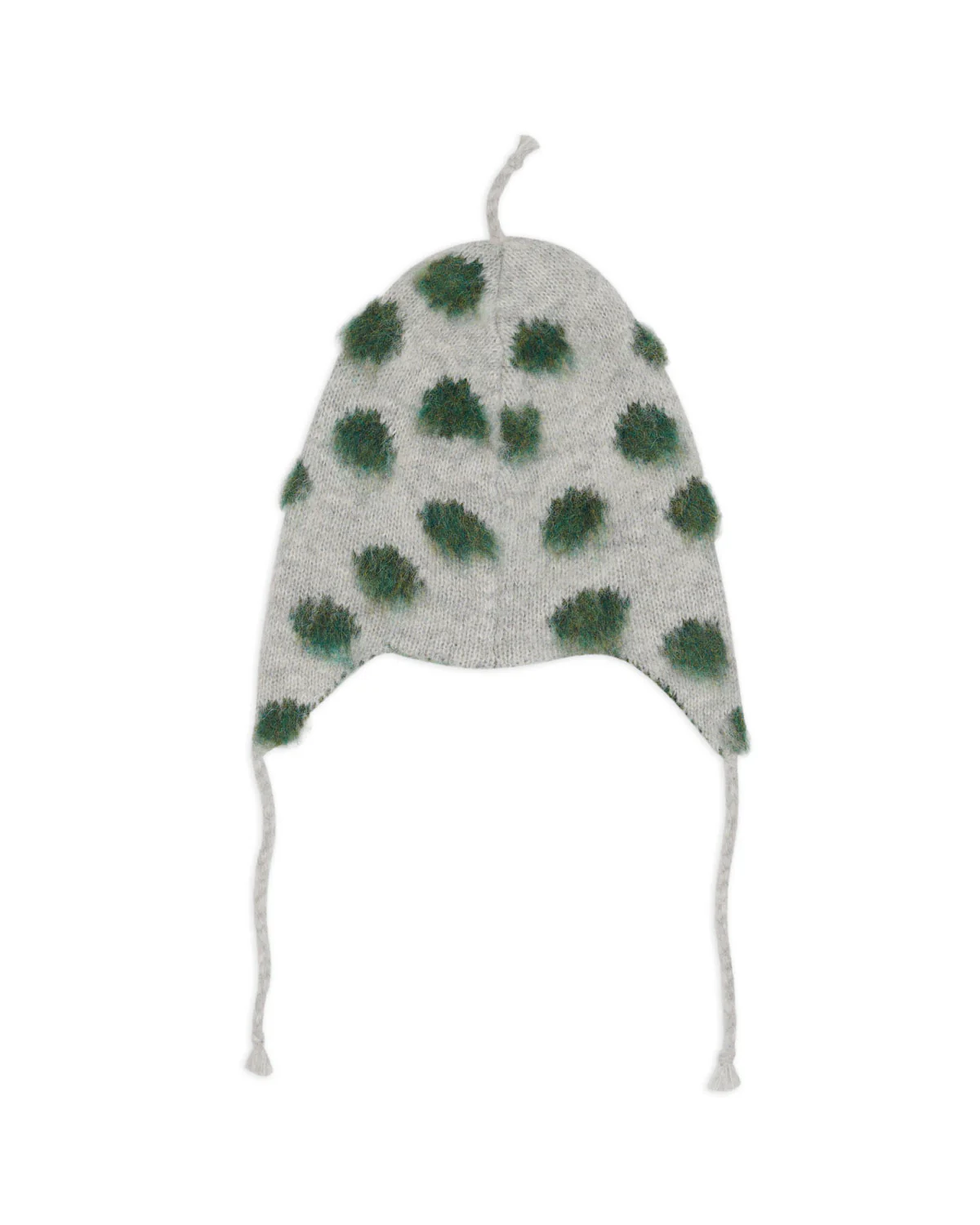 Alpaca Knit Polka Dot Ear Flap Beanie - Olive - Image 2