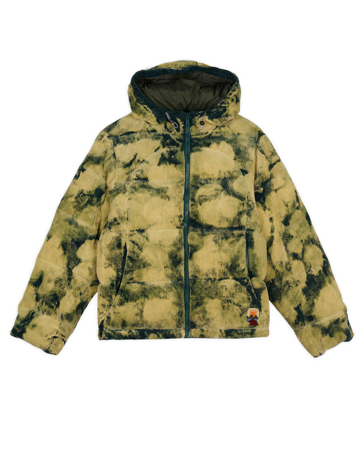 Bleach Dyed Dimension Puffer Jacket - Olive
