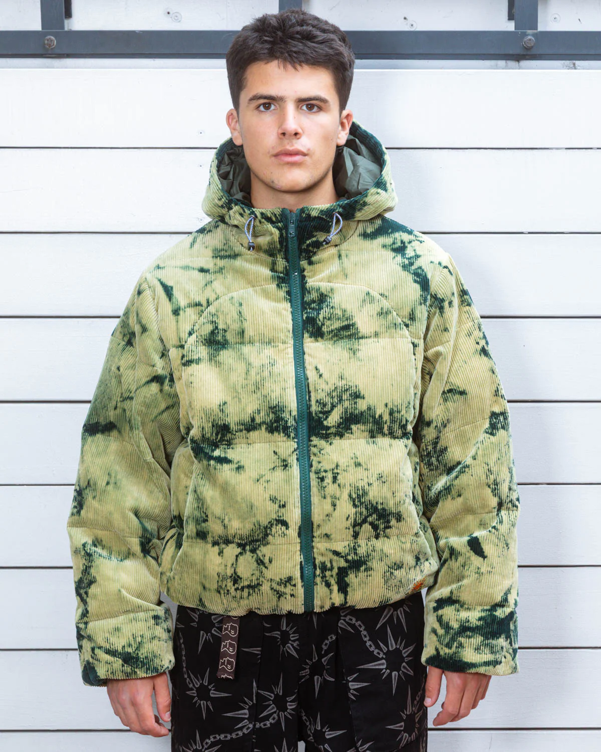 Bleach Dyed Dimension Puffer Jacket - Olive - Image 2