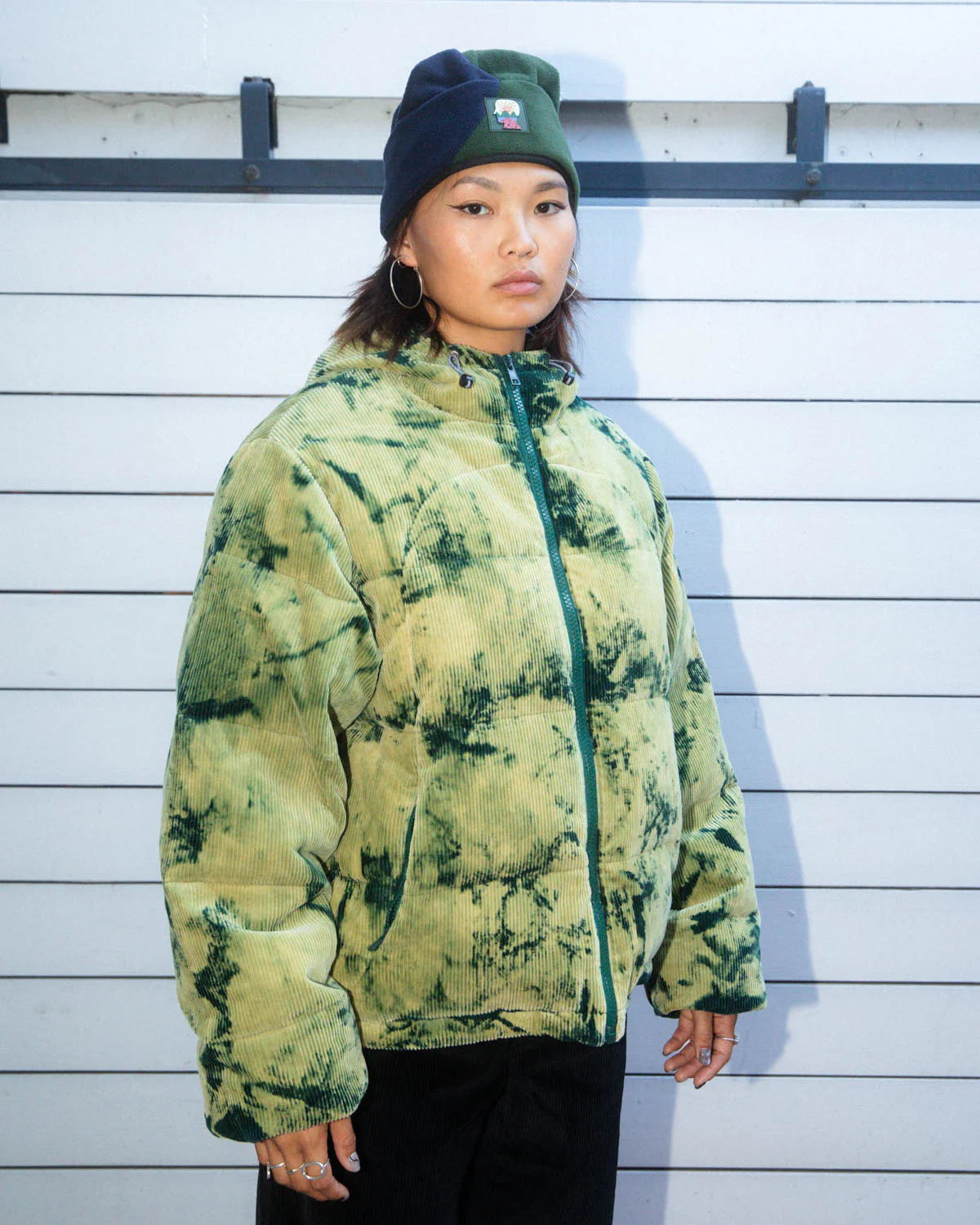 Bleach Dyed Dimension Puffer Jacket - Olive - Image 7