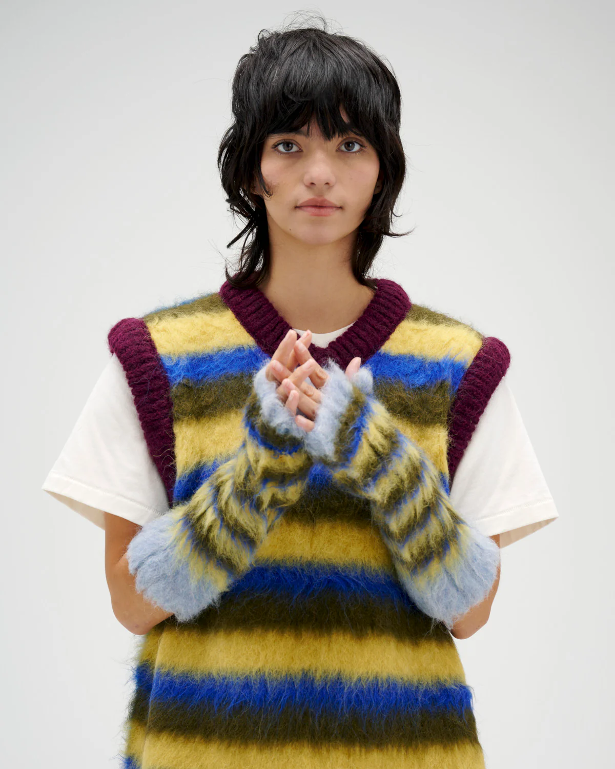 Blurry Lines Fingerless Gloves - Light Blue Multi - Image 4