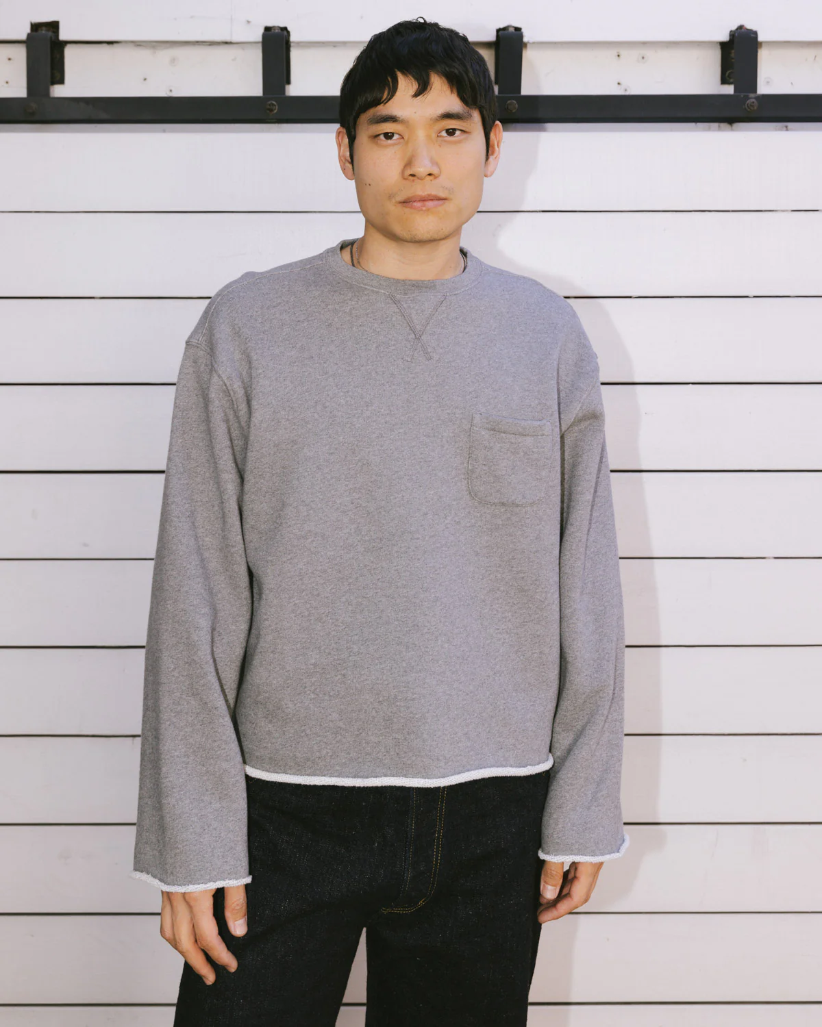 Boxy French Terry Sweatshirt - Heather Grey - Image 2