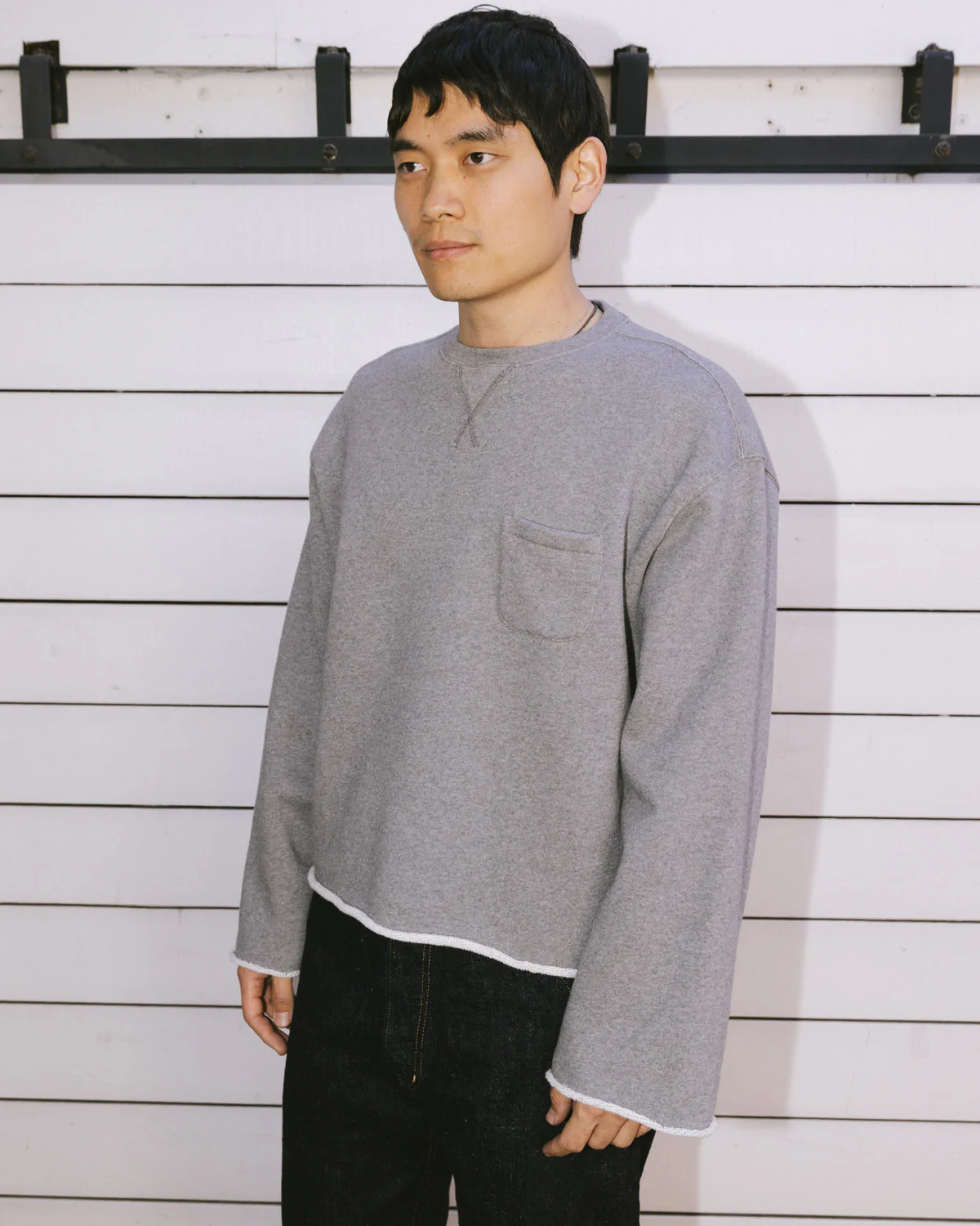 Boxy French Terry Sweatshirt - Heather Grey - Image 4