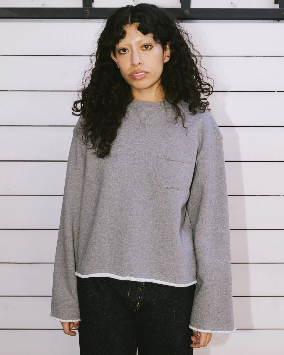 Boxy French Terry Sweatshirt - Heather Grey - Image 7