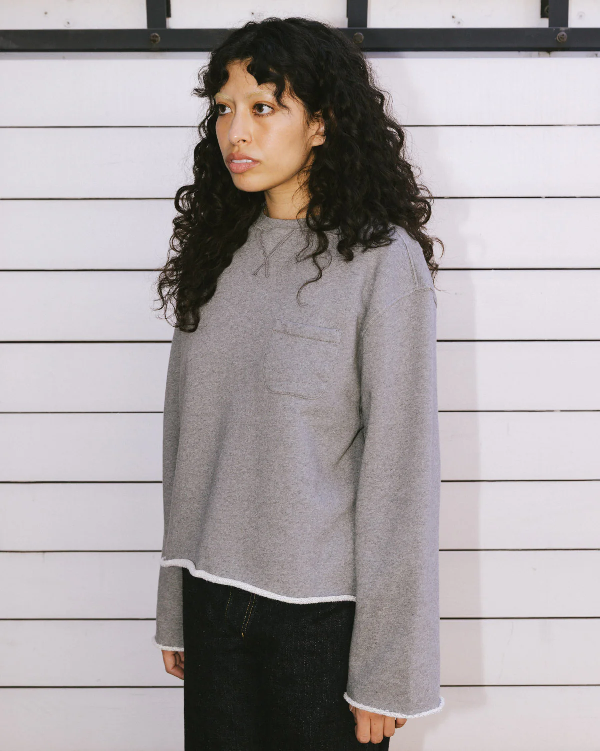 Boxy French Terry Sweatshirt - Heather Grey - Image 8