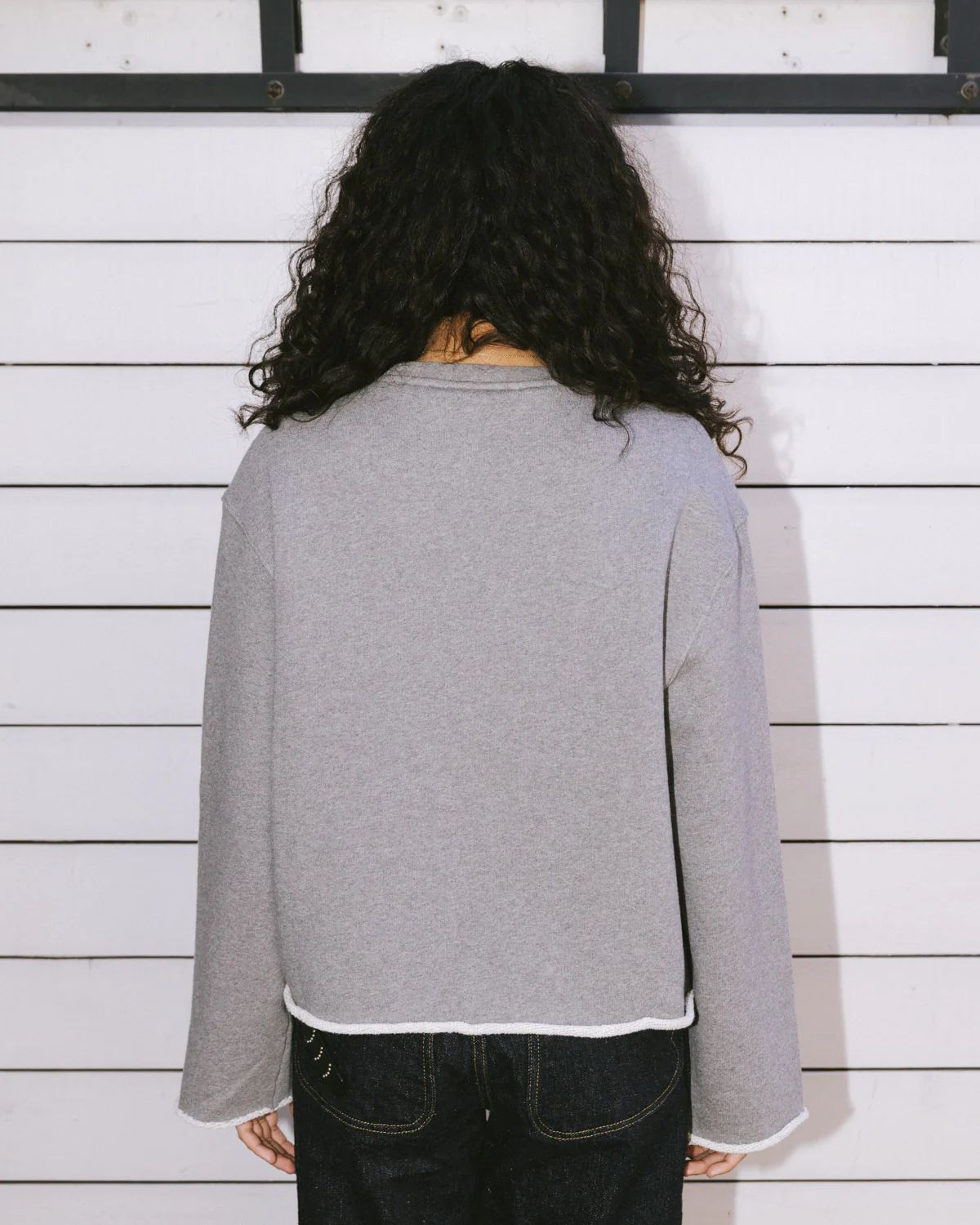 Boxy French Terry Sweatshirt - Heather Grey - Image 9