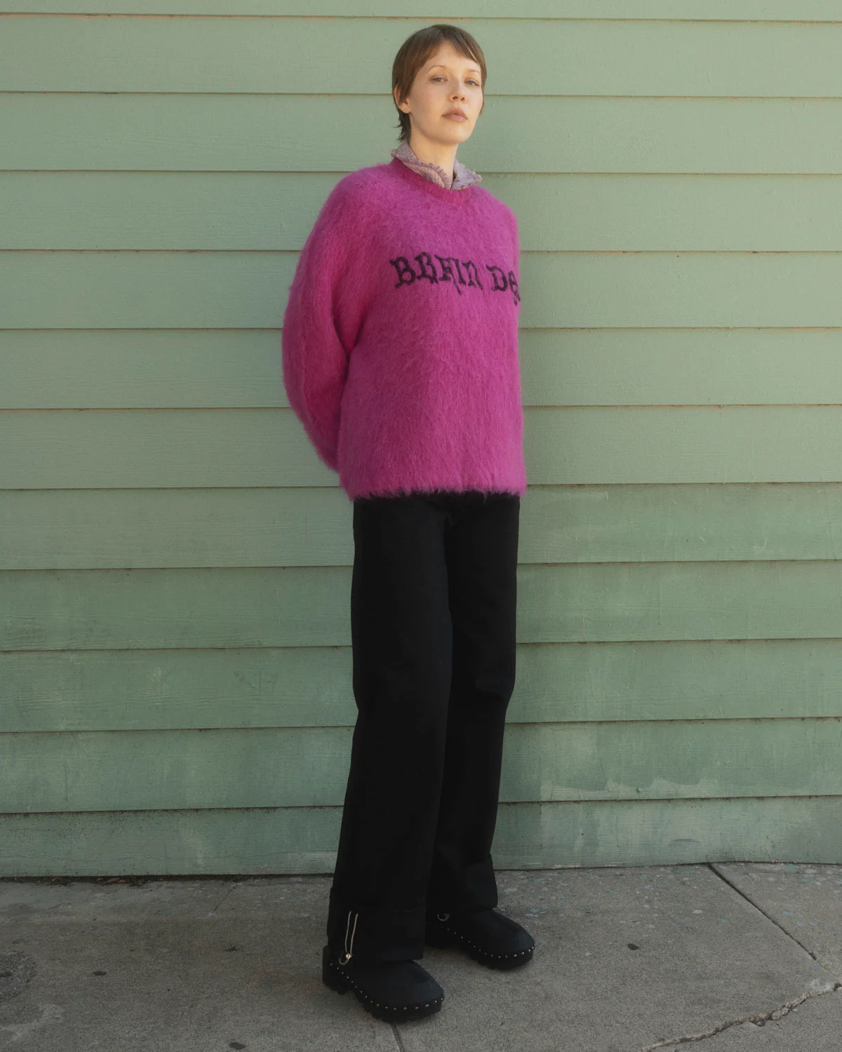 Boxy Knit Sweater - Fuchsia - Image 4