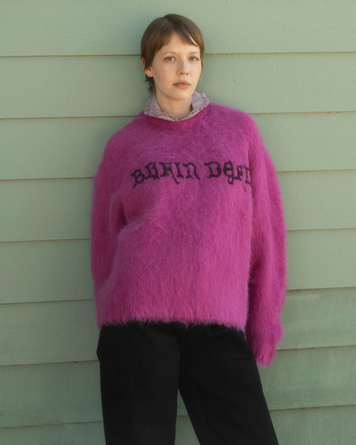 Boxy Knit Sweater - Fuchsia - Image 5