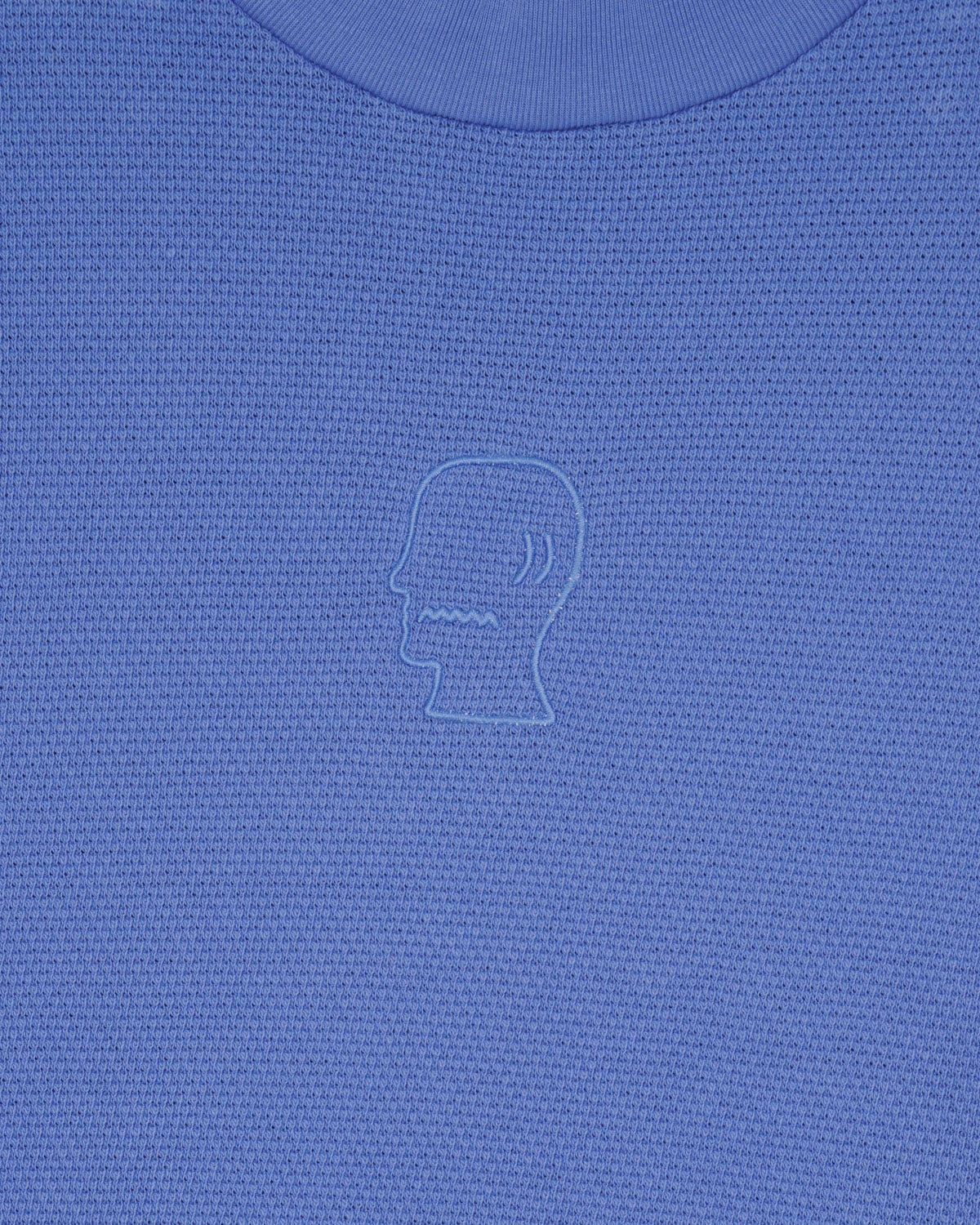 Boxy Thermal Mock Neck T-Shirt - Blue - Image 3