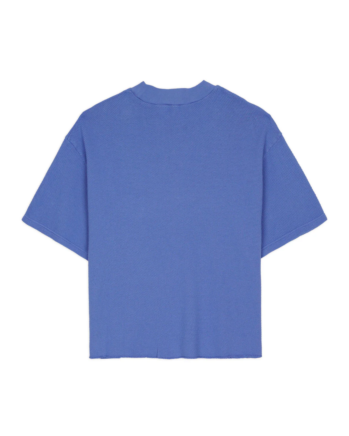 Boxy Thermal Mock Neck T-Shirt - Blue - Image 5