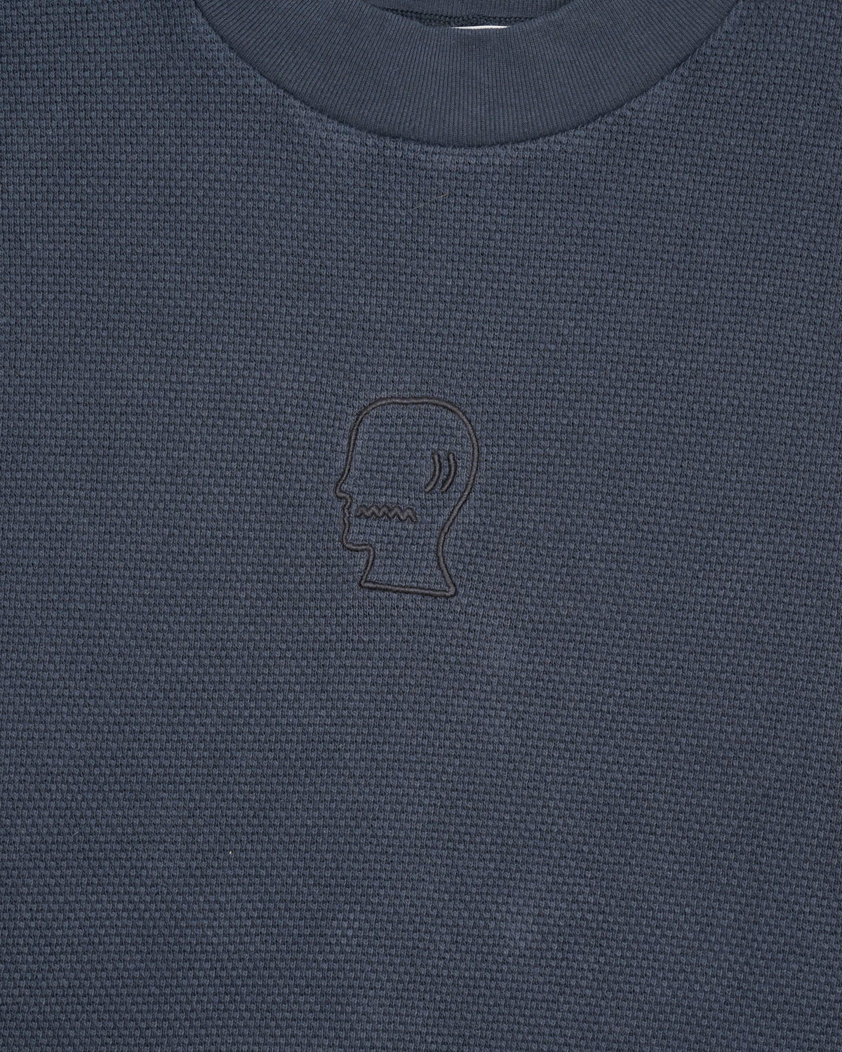 Boxy Thermal Mock Neck T-Shirt - Slate - Image 4