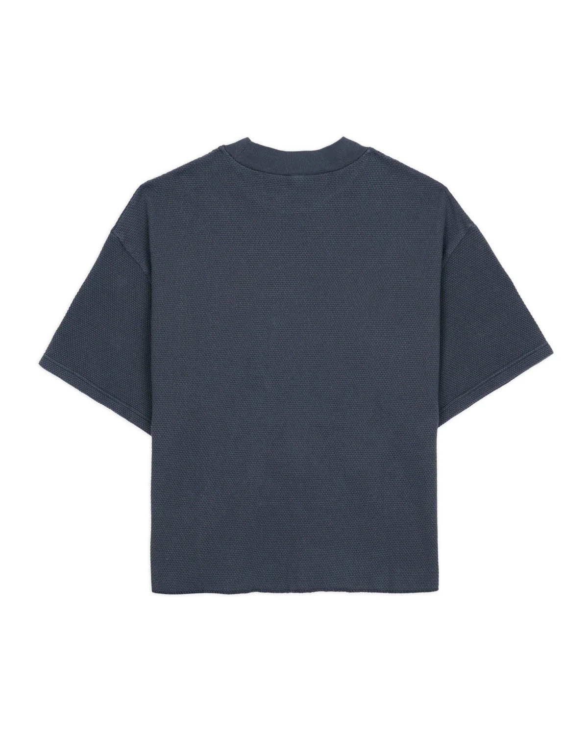 Boxy Thermal Mock Neck T-Shirt - Slate - Image 6