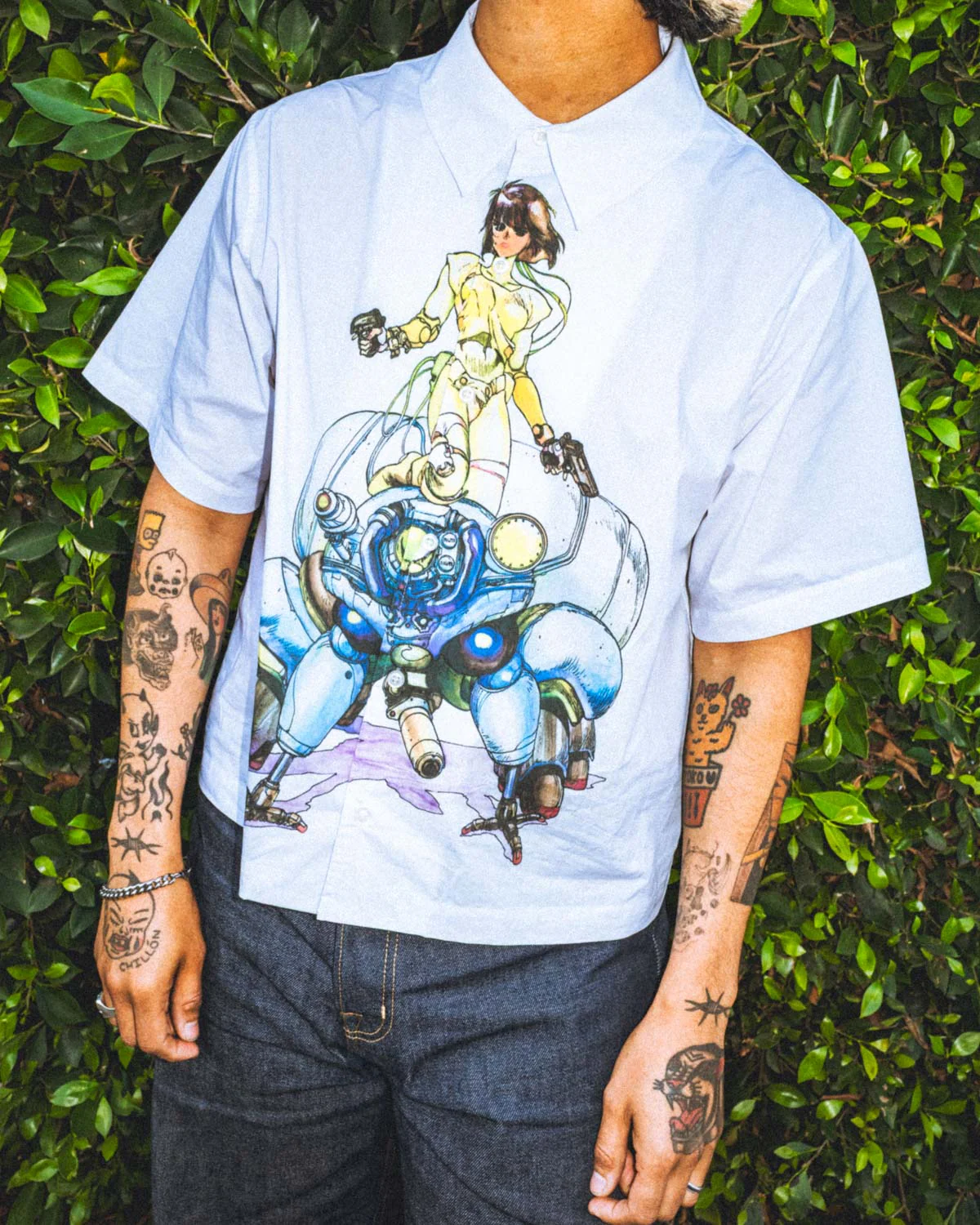 Brain Dead x Ghost In The Shell Fuchikoma Button Up - White - Image 2