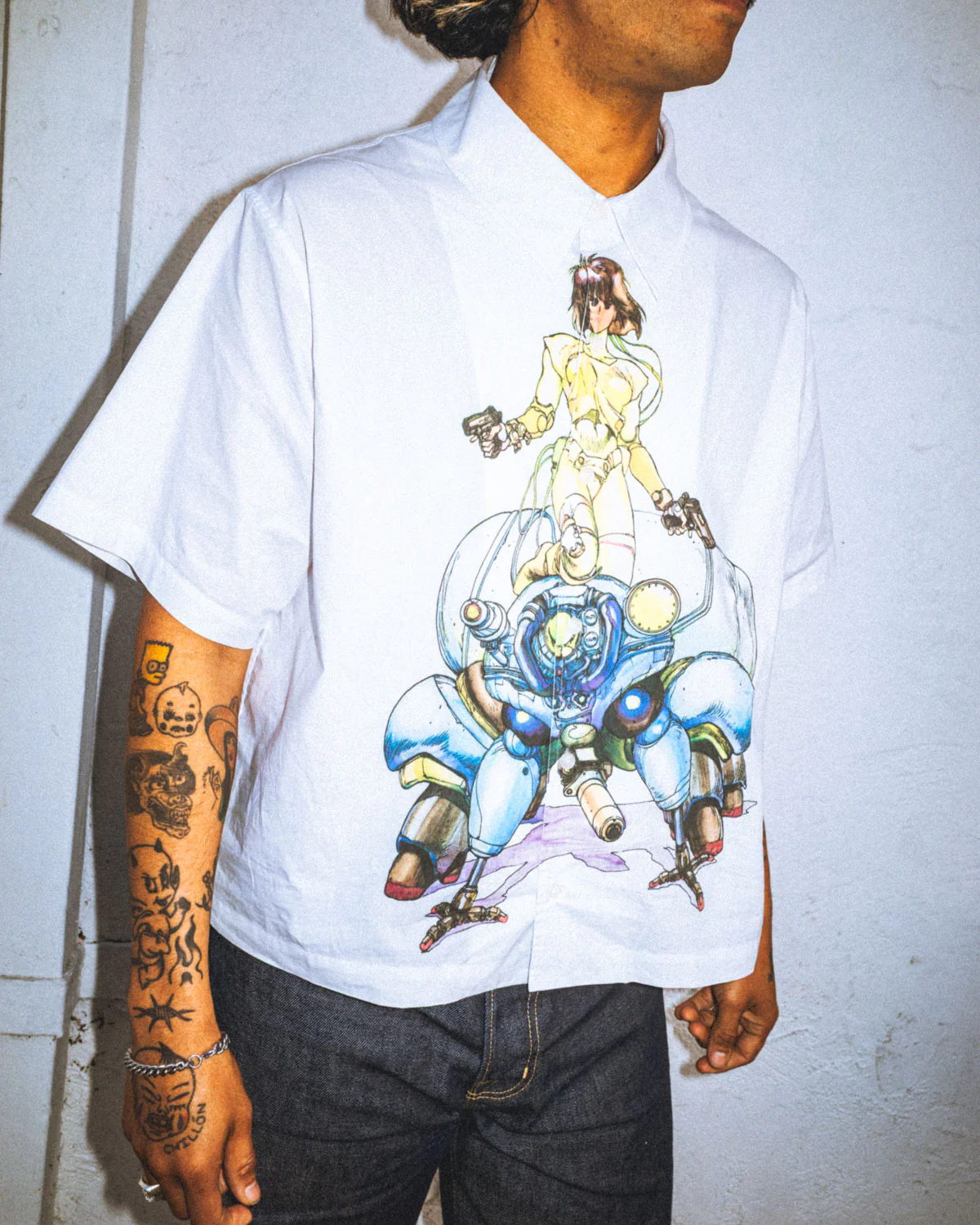 Brain Dead x Ghost In The Shell Fuchikoma Button Up - White - Image 5