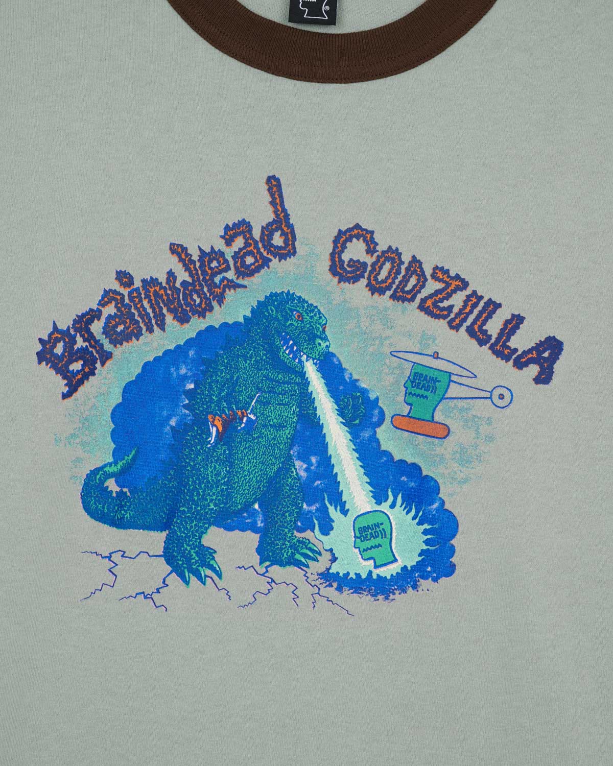 Brain Dead x Godzilla Maquette Ringer T-shirt - Washed Olive - Image 2