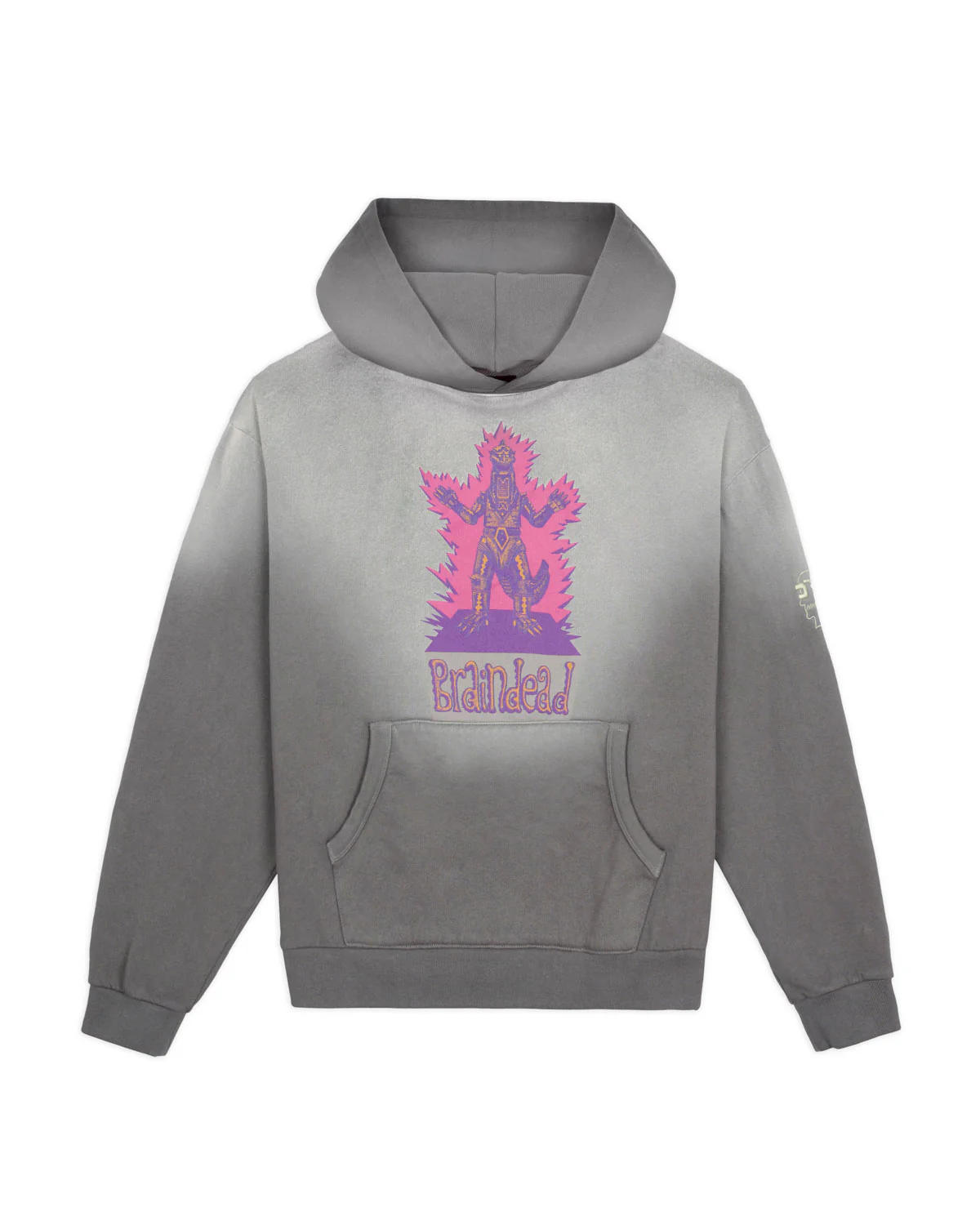 Brain Dead x Godzilla Mechagodzilla Button Mockneck Hoodie - Washed Brown