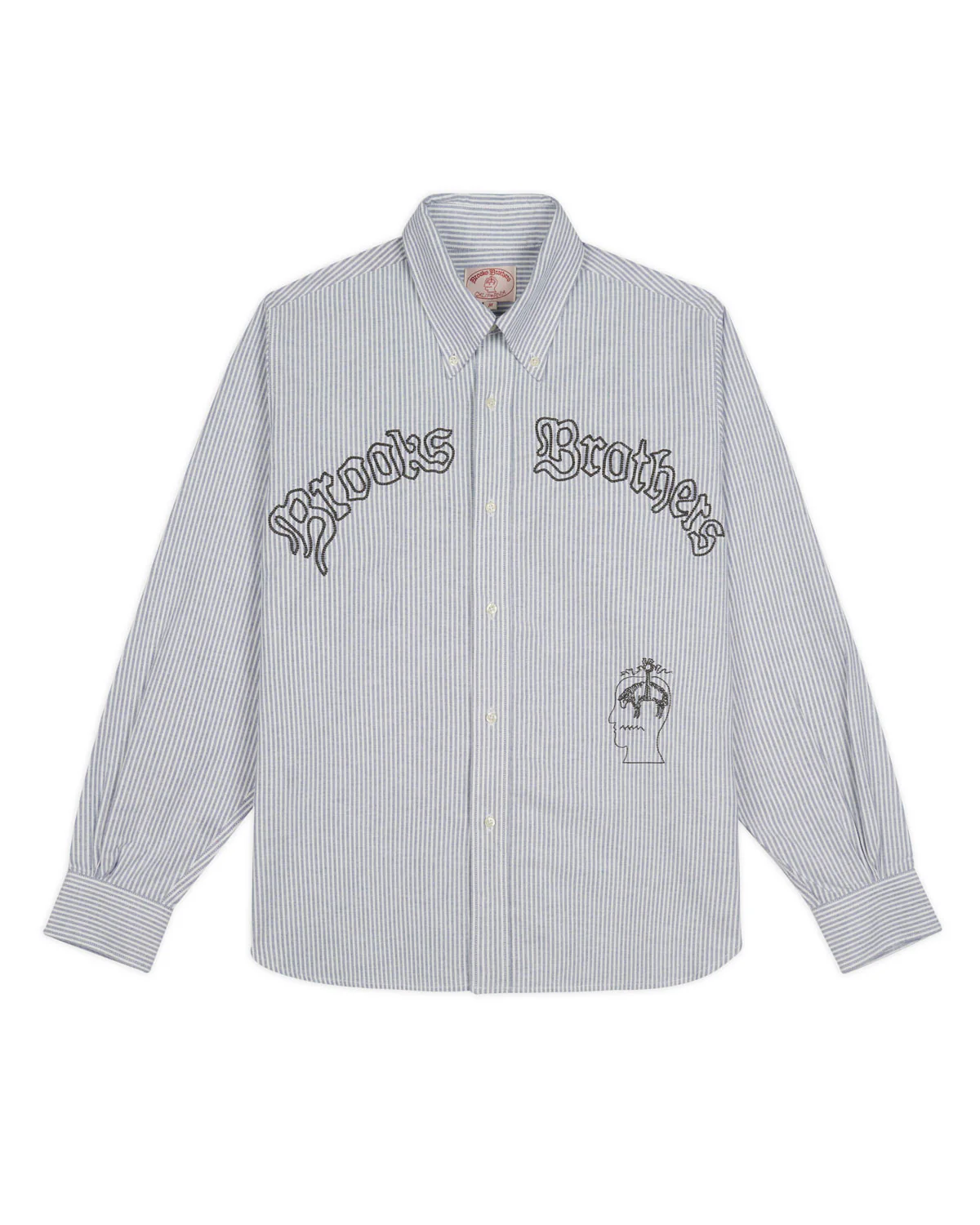 Brooks Brothers California Embroidered Striped Oxford Button Up Shirt - Blue