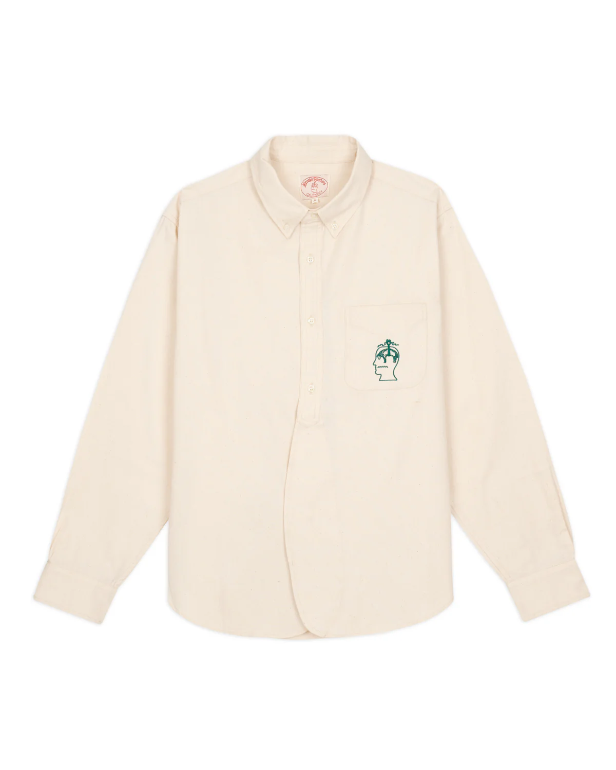 Brooks Brothers California Half Placket Oxford Button Up - Natural