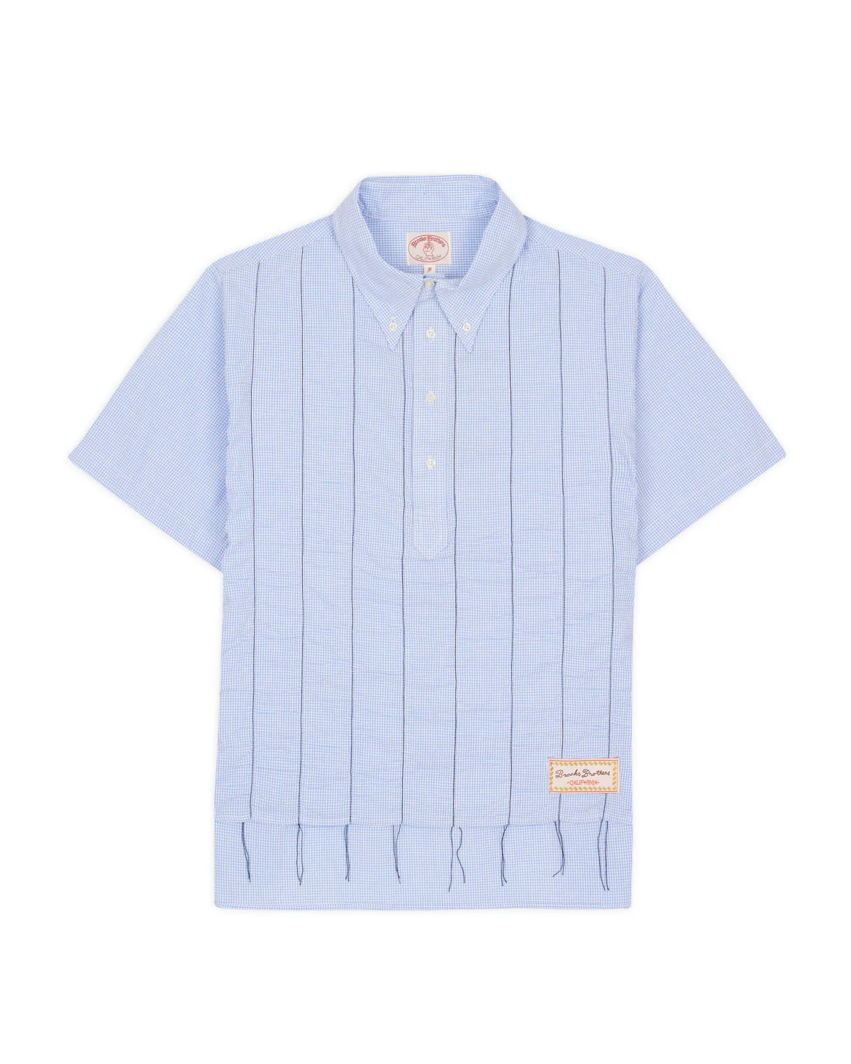 Brooks Brothers California Puckered Short Sleeve Pullover Shirt - Light Blue