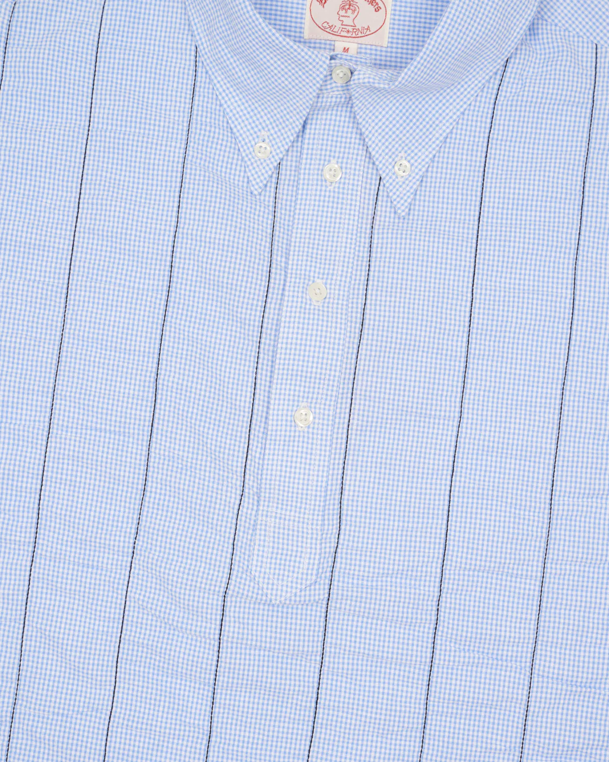 Brooks Brothers California Puckered Short Sleeve Pullover Shirt - Light Blue - Image 3