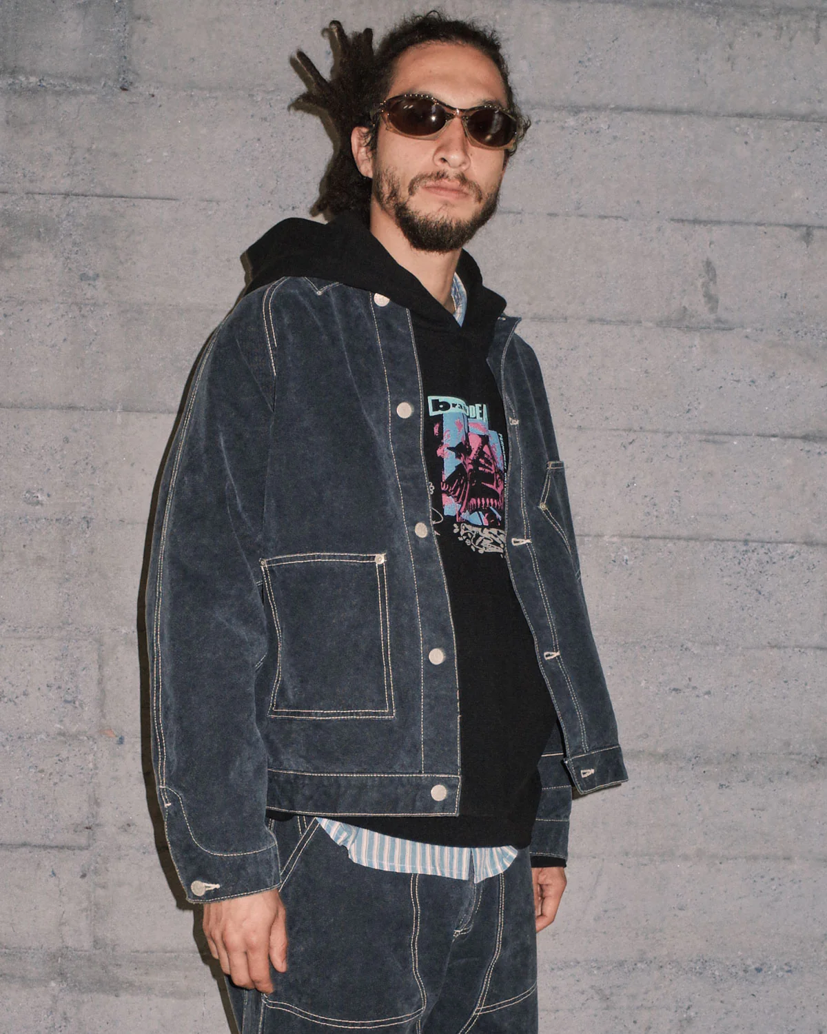 Canvas Cropped Engineer Jacket - Black - Image 4