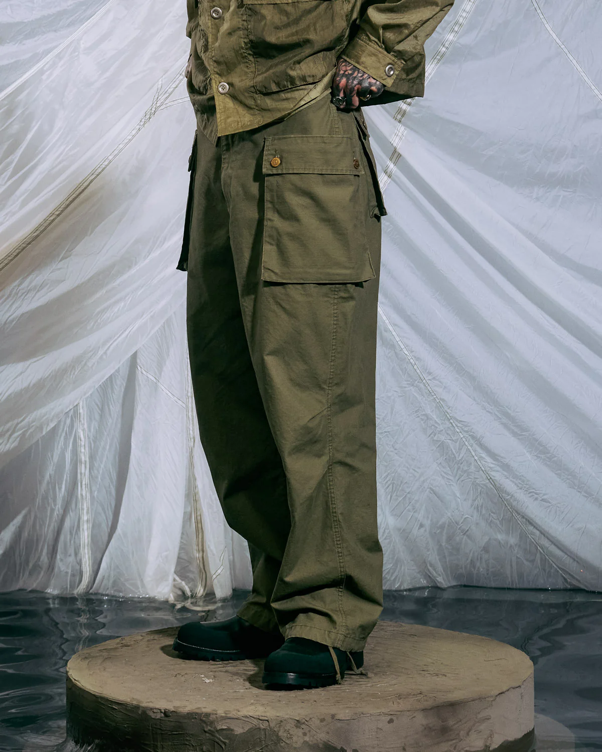 Canvas Overpant - Olive - Image 4