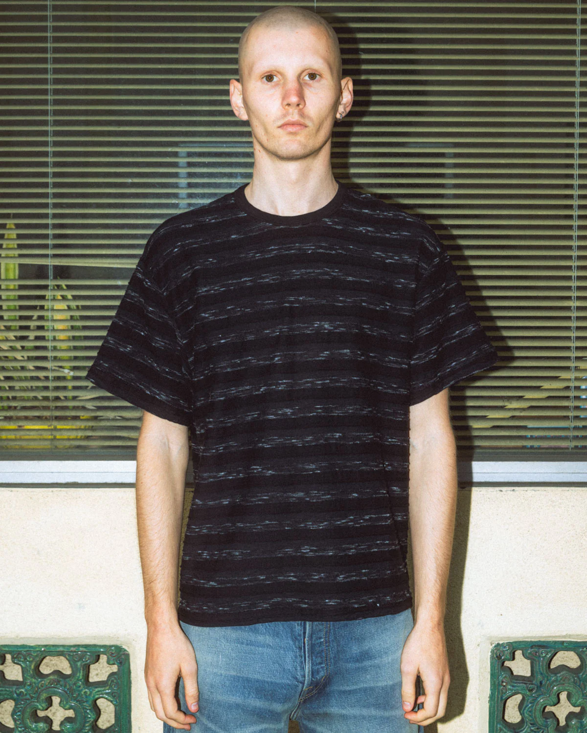 Casey Striped T-shirt - Black/Black - Image 2