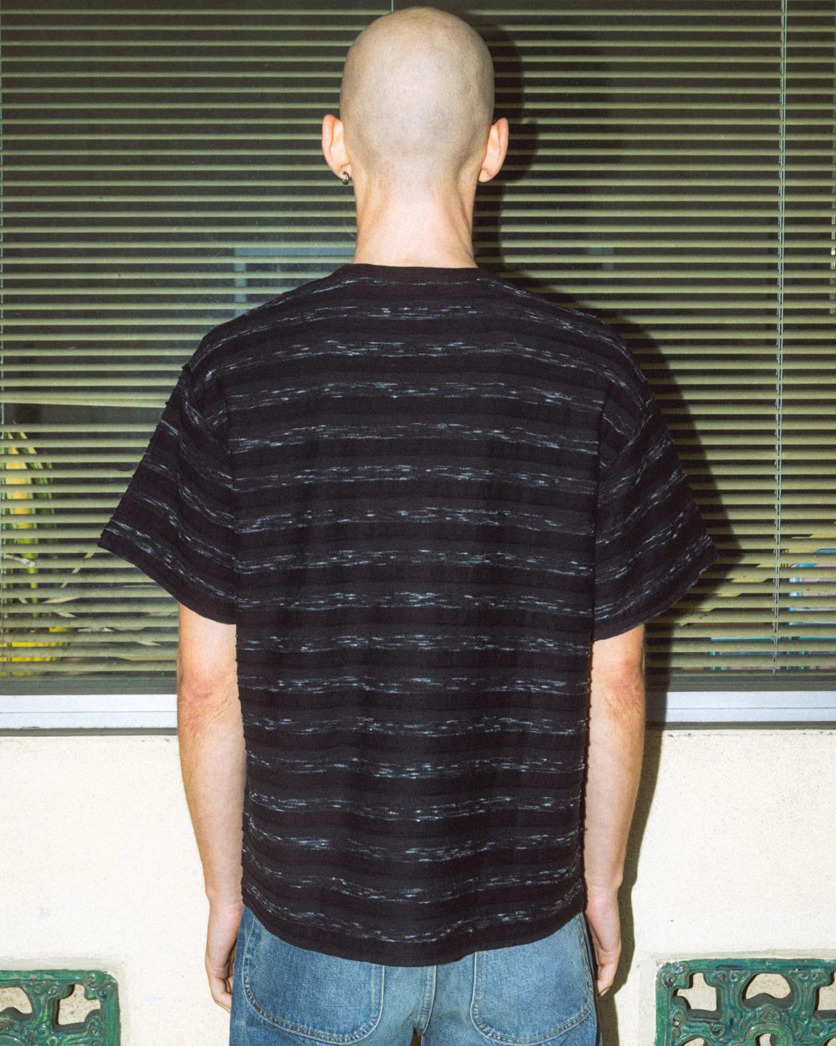 Casey Striped T-shirt - Black/Black - Image 6