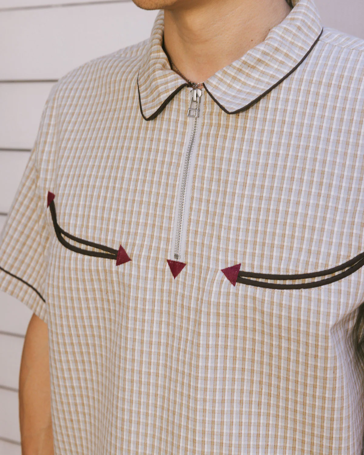 Check Western Shirt - Taupe - Image 4