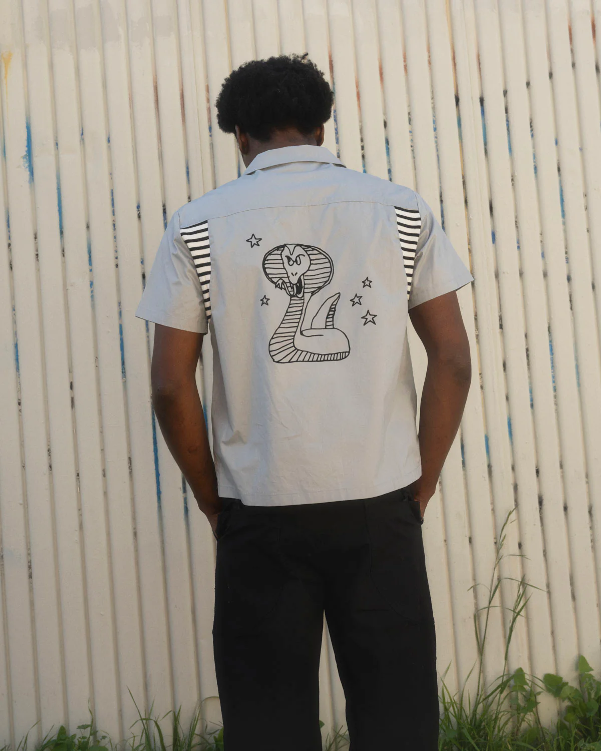 Cobra Flocked Bowling Shirt - Stone - Image 2