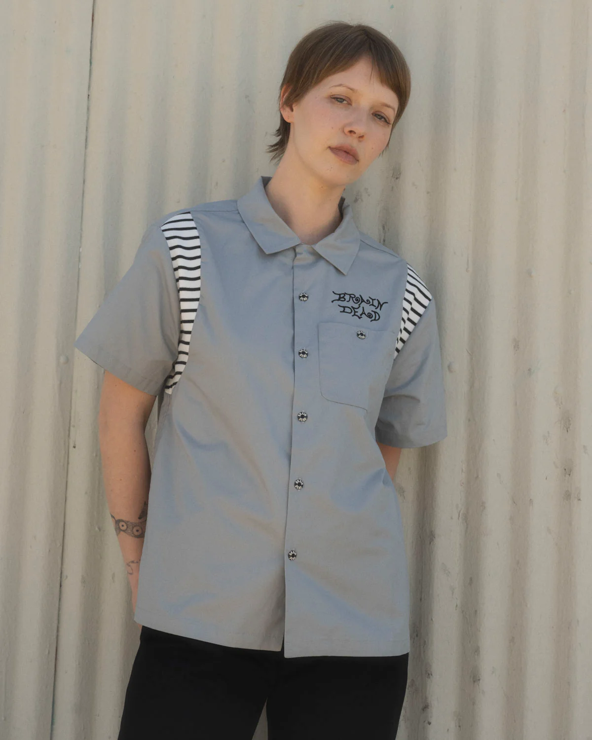 Cobra Flocked Bowling Shirt - Stone - Image 7