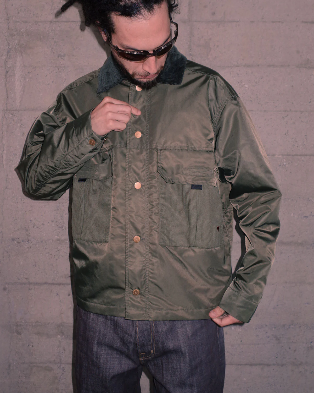 Cropped Chore Jacket - Green - Image 2
