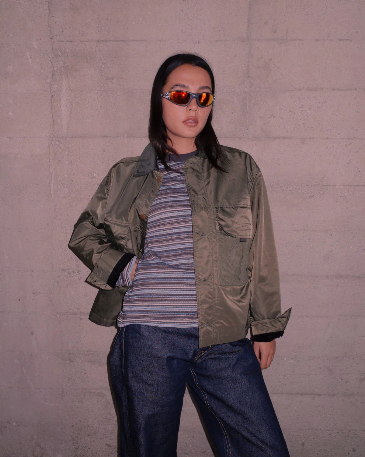 Cropped Chore Jacket - Green - Image 6