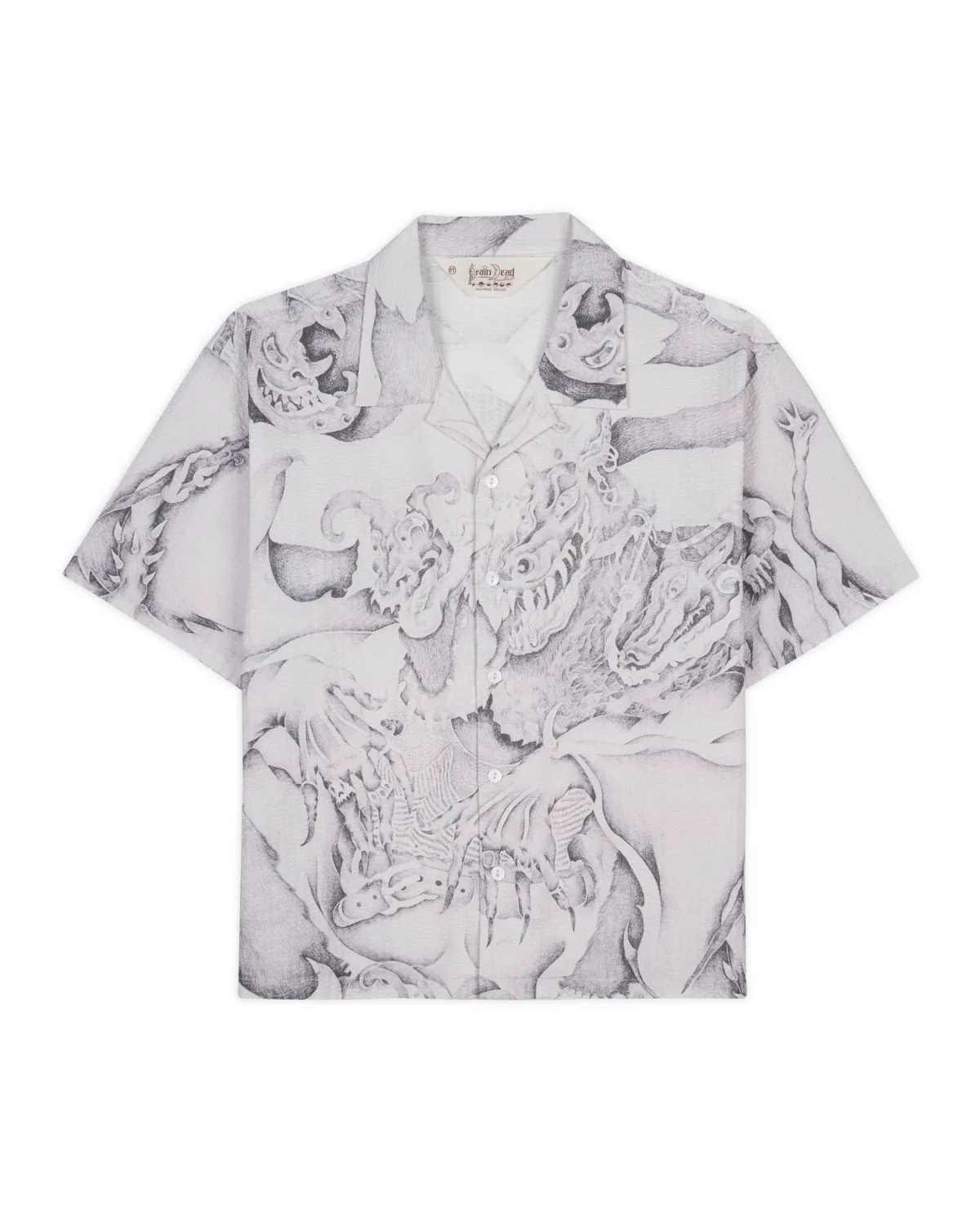 Dragonspeaker Seersucker Short Sleeve Button Up - White Multi