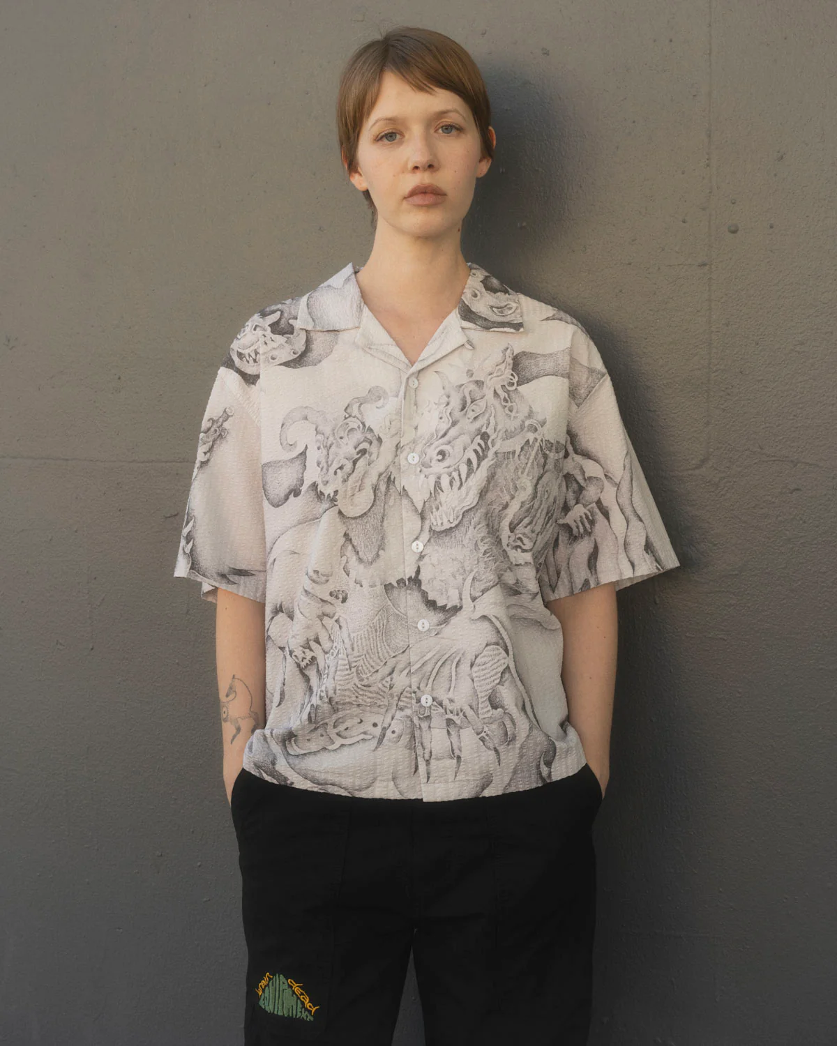 Dragonspeaker Seersucker Short Sleeve Button Up - White Multi - Image 5