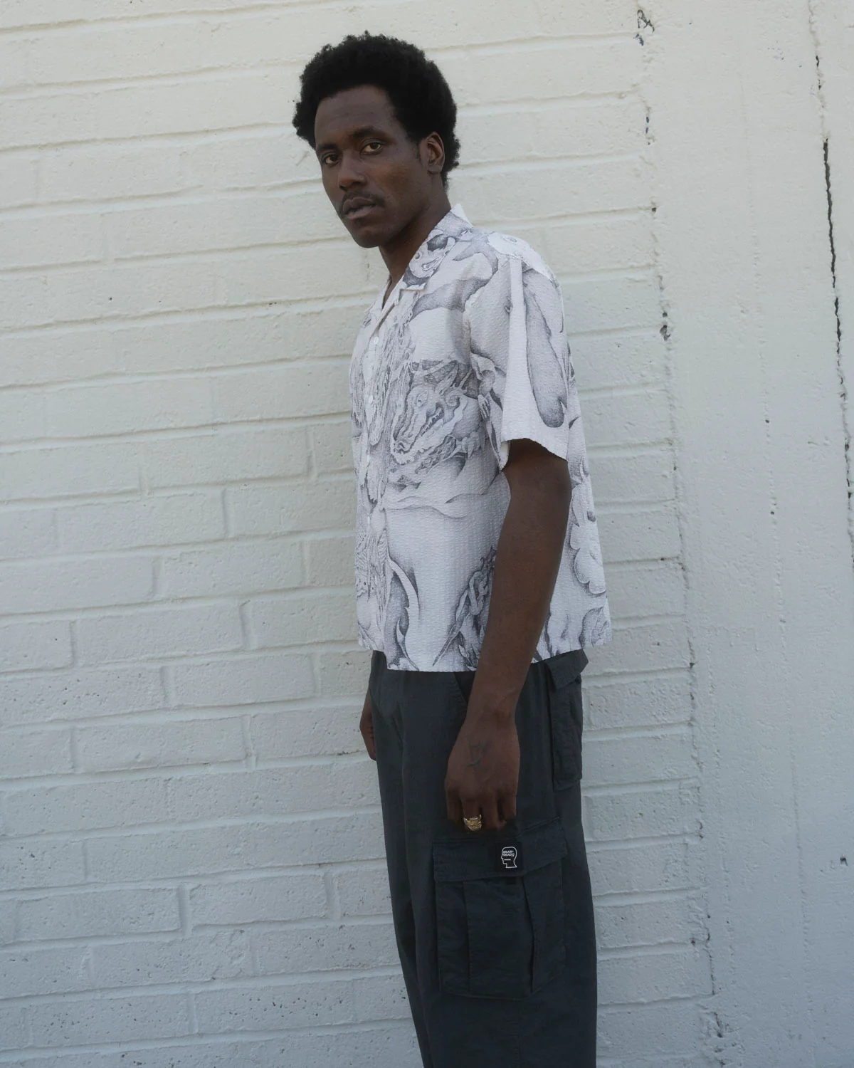 Dragonspeaker Seersucker Short Sleeve Button Up - White Multi - Image 7