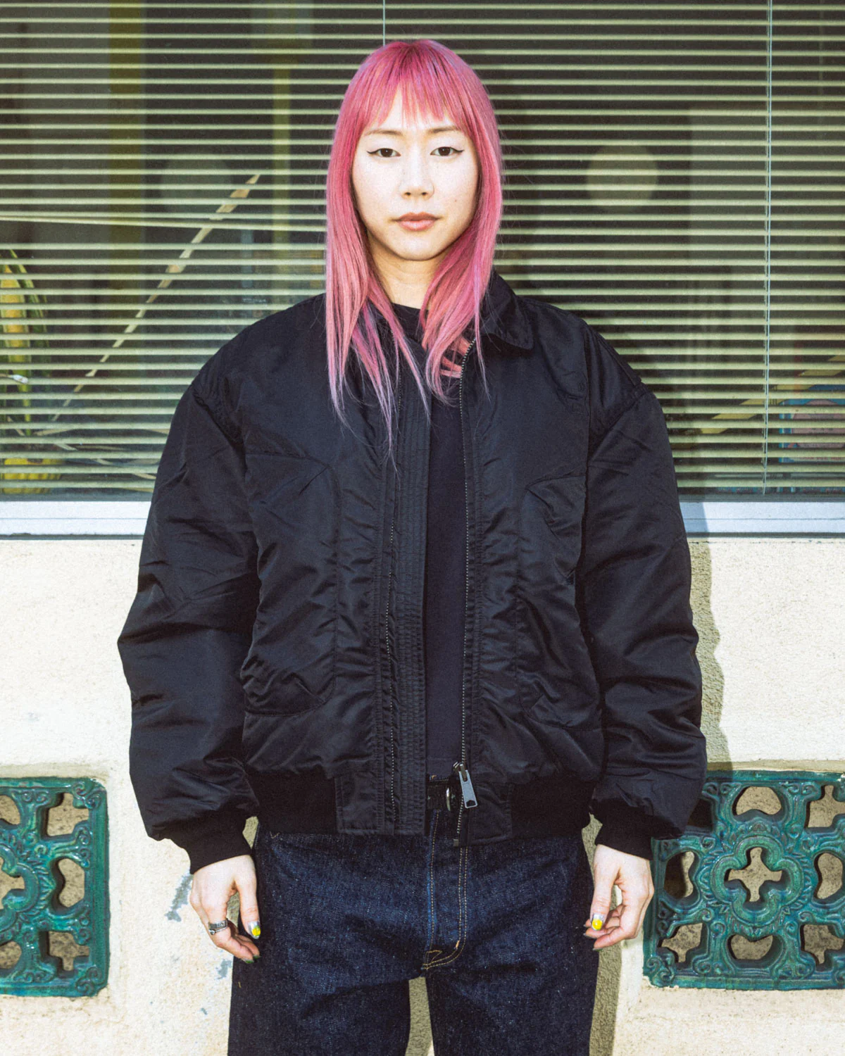 Embroidered 3D Flight Jacket - Black - Image 2