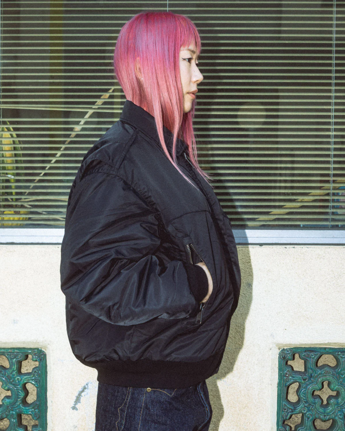 Embroidered 3D Flight Jacket - Black - Image 4