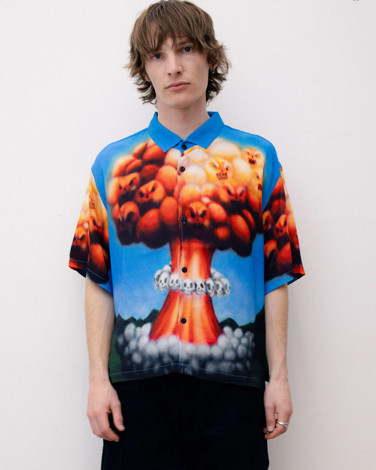 Explosion Short Sleeve Button Down Shirt - Blue Multi - Image 2