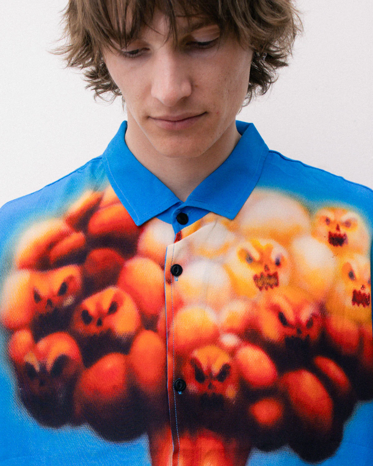 Explosion Short Sleeve Button Down Shirt - Blue Multi - Image 4
