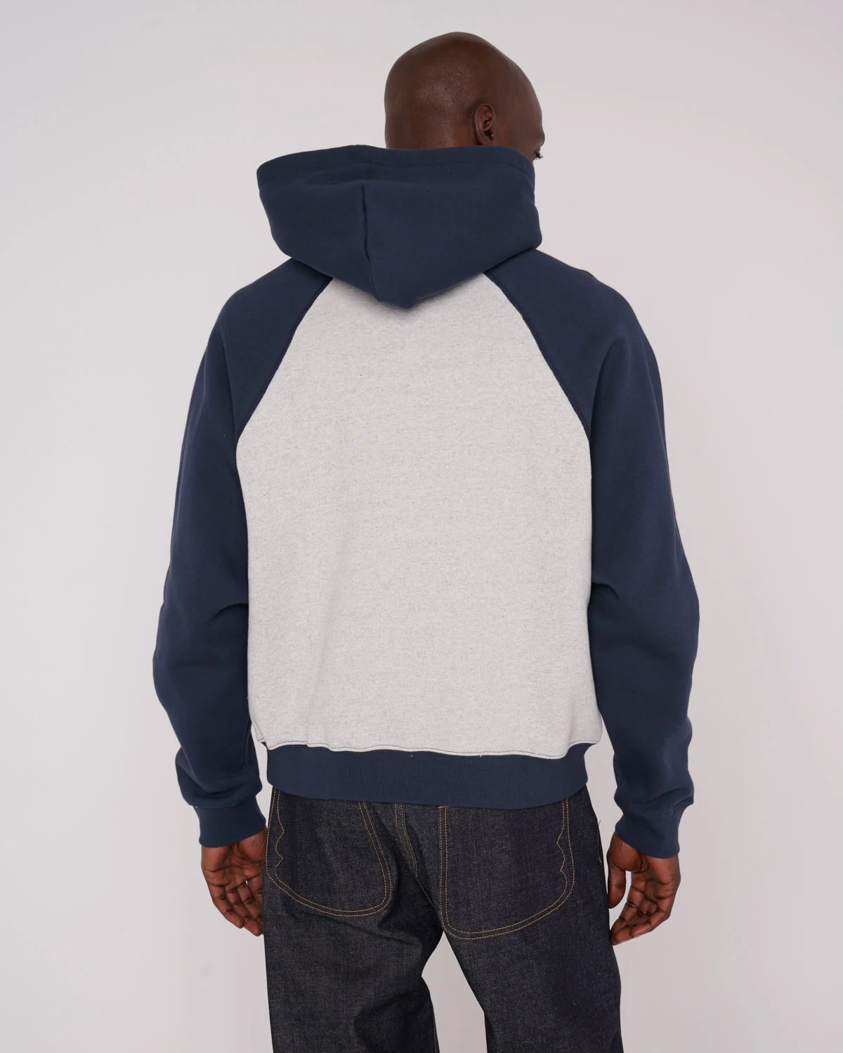 Fleece Logo Head Raglan Hoodie - Oatmeal/Navy - Image 5